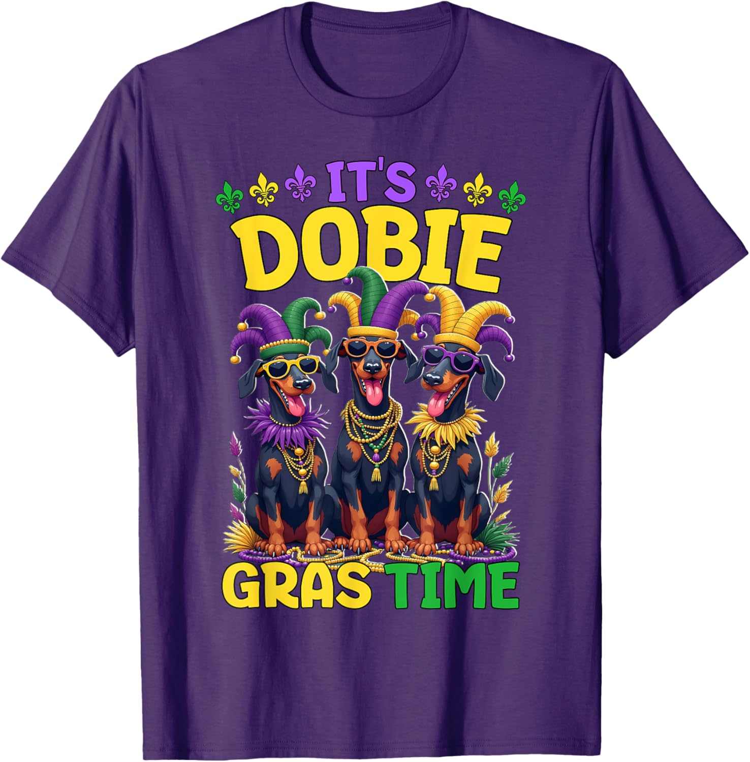 Mardi Gras Doberman T-Shirt Celebrating Carnival Festivities - 28