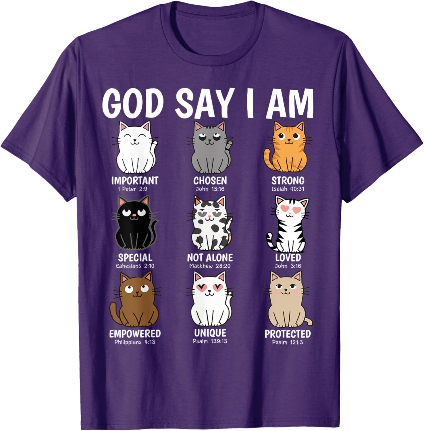 Funny Cats Bible Verse T-Shirt for Men Women Kids - Christian Cat Love - 5