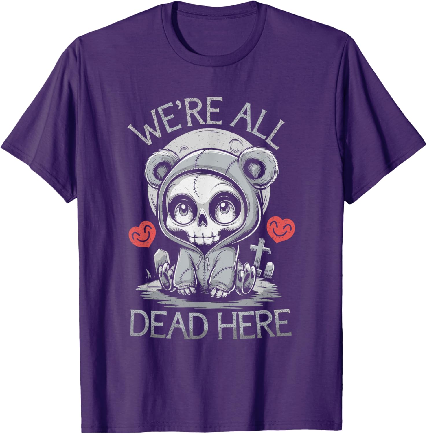 Creepy Skeleton Teddy Bear Goth Girl T-Shirt for Unique Style Lovers - 1