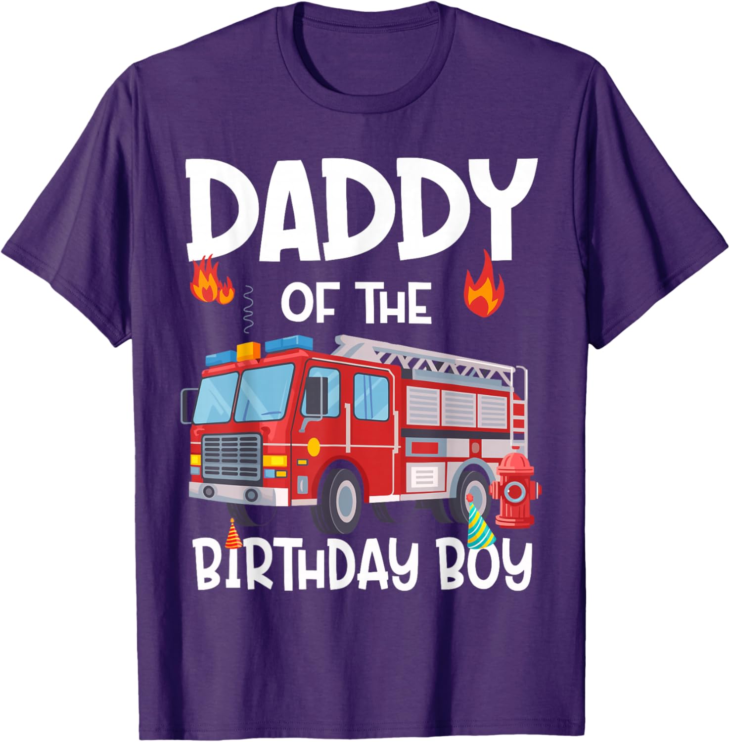 Daddy of the Birthday Boy Fire Truck T-Shirt for Proud Firefighter Dads - 9