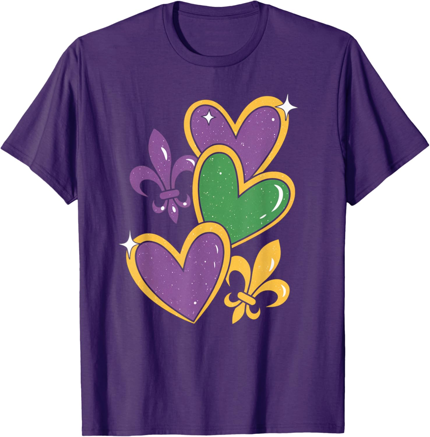 Mardi Gras Hearts T-Shirt for Women Girls Kids and Toddlers - 17