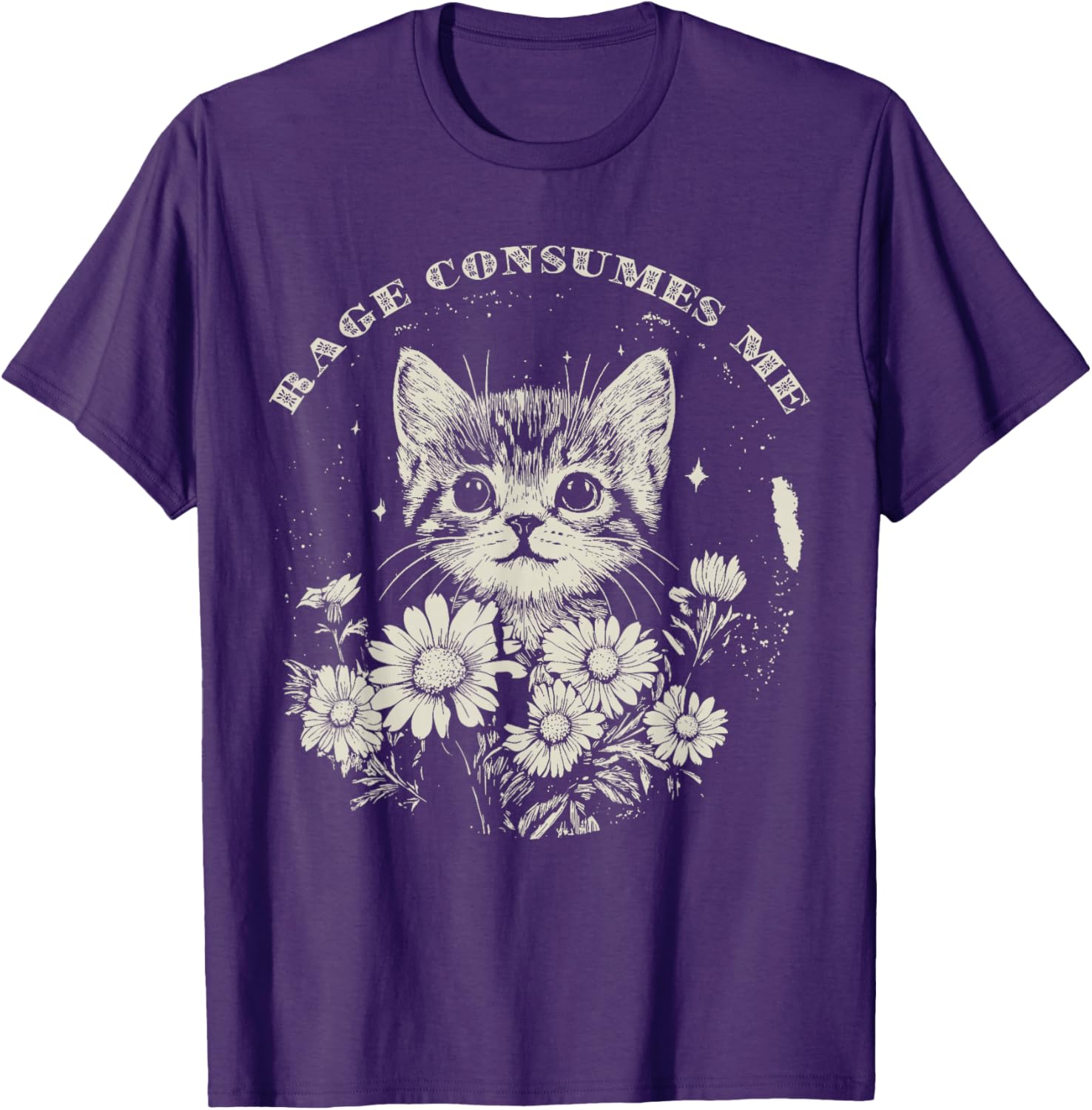 Cute Cat Rage T-Shirt Funny Sarcastic Kitten with Flower Design - 16