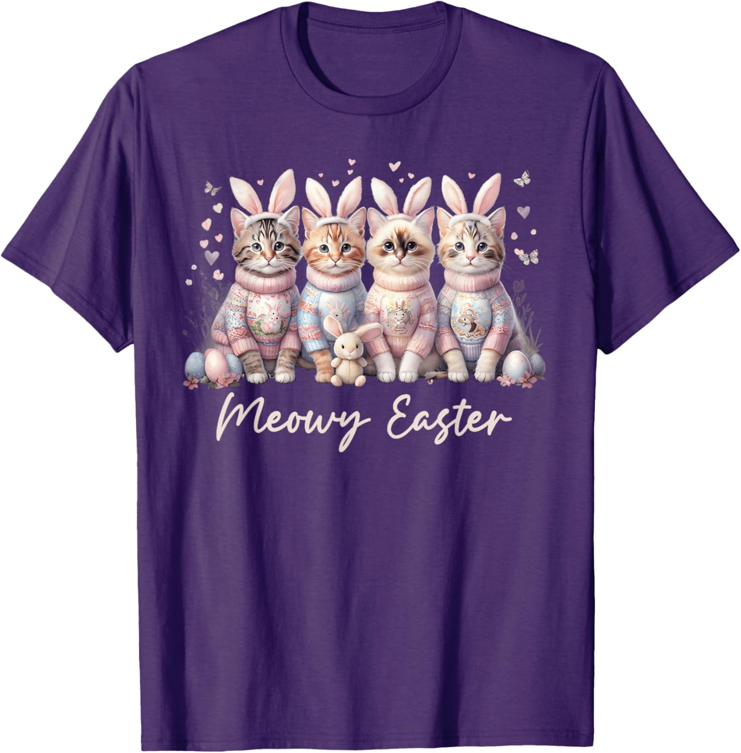 Happy Easter Bunny Cats T-Shirt for Women and Kids – Cute Spring Apparel - 5