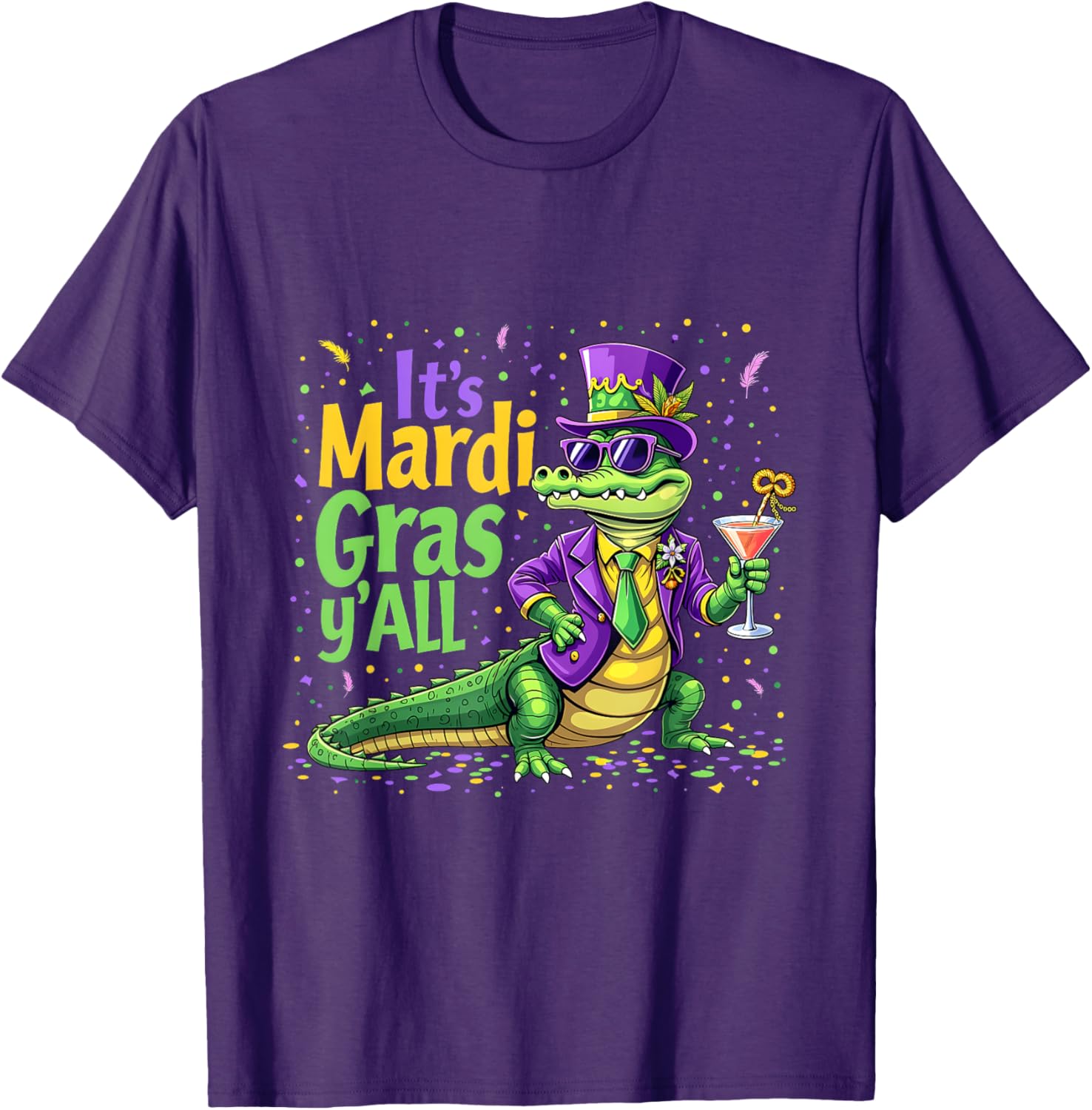 Funny Mardi Gras 2025 Alligator T-Shirt for Fun Festivities - 20