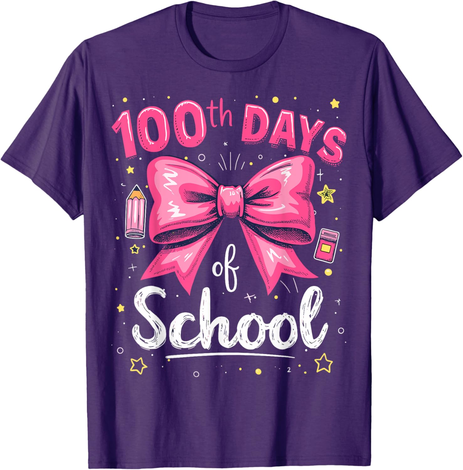 100 Days of School Teacher Coquette Bow T-Shirt for 100th Day Celebration - 12