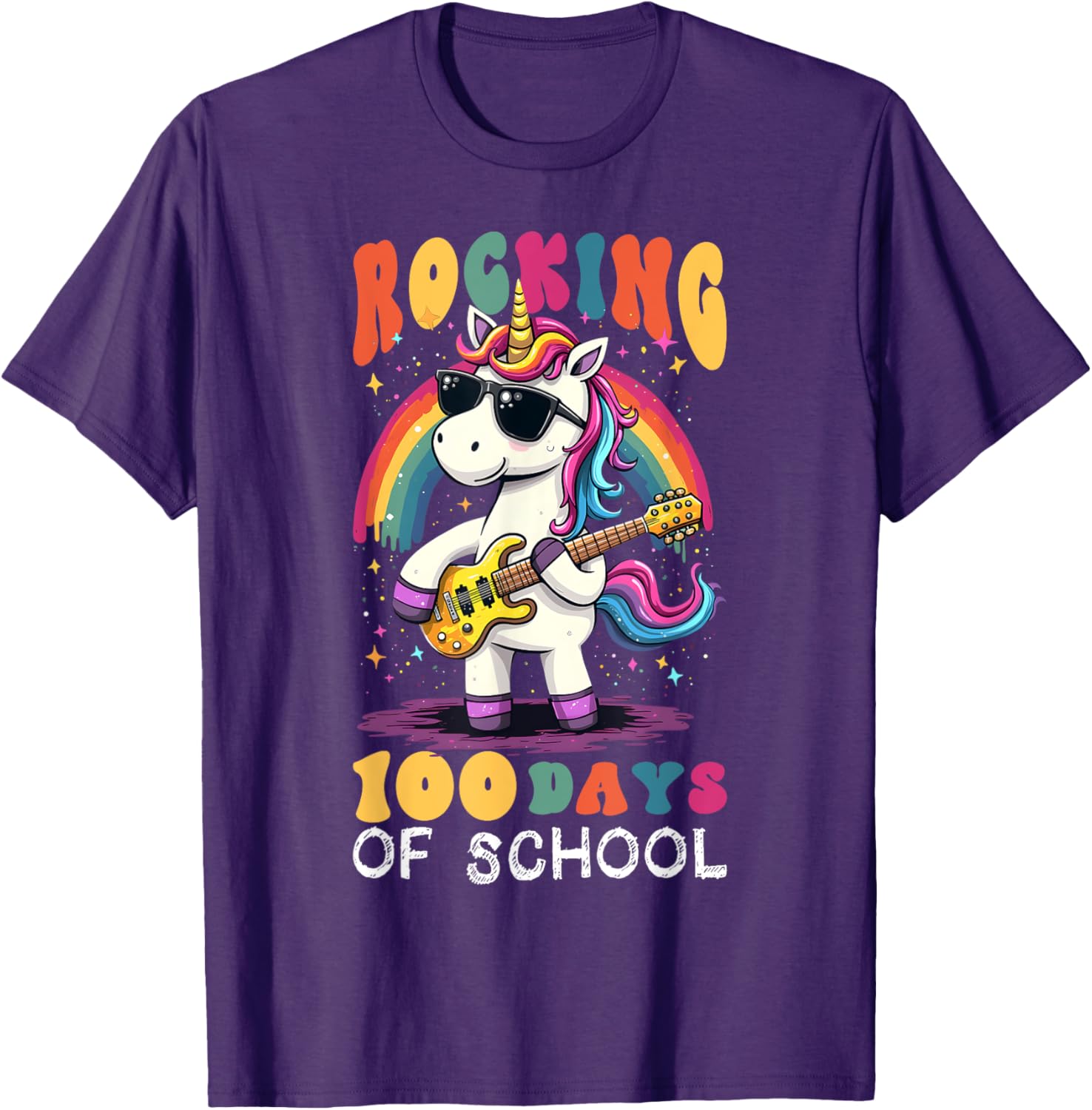 Unicorn 100 Days of School Teacher T-Shirt for Magical Celebrations - 4
