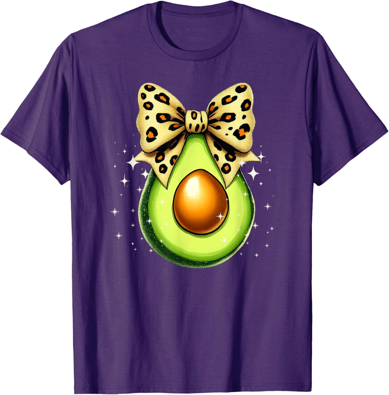 Cute Avocado Leopard Ribbon Bow T-Shirt for Women and Girls - 28
