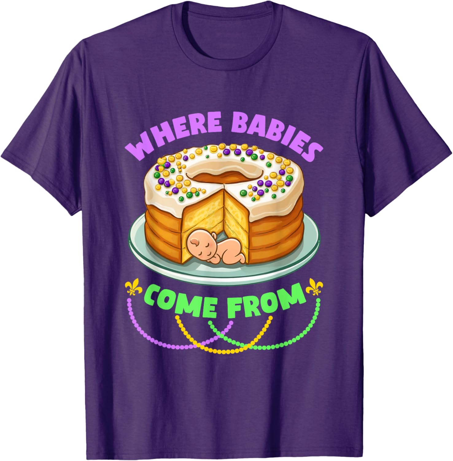 Mardi Gras King Cake T-Shirt Perfect for Celebrating with Style - 3