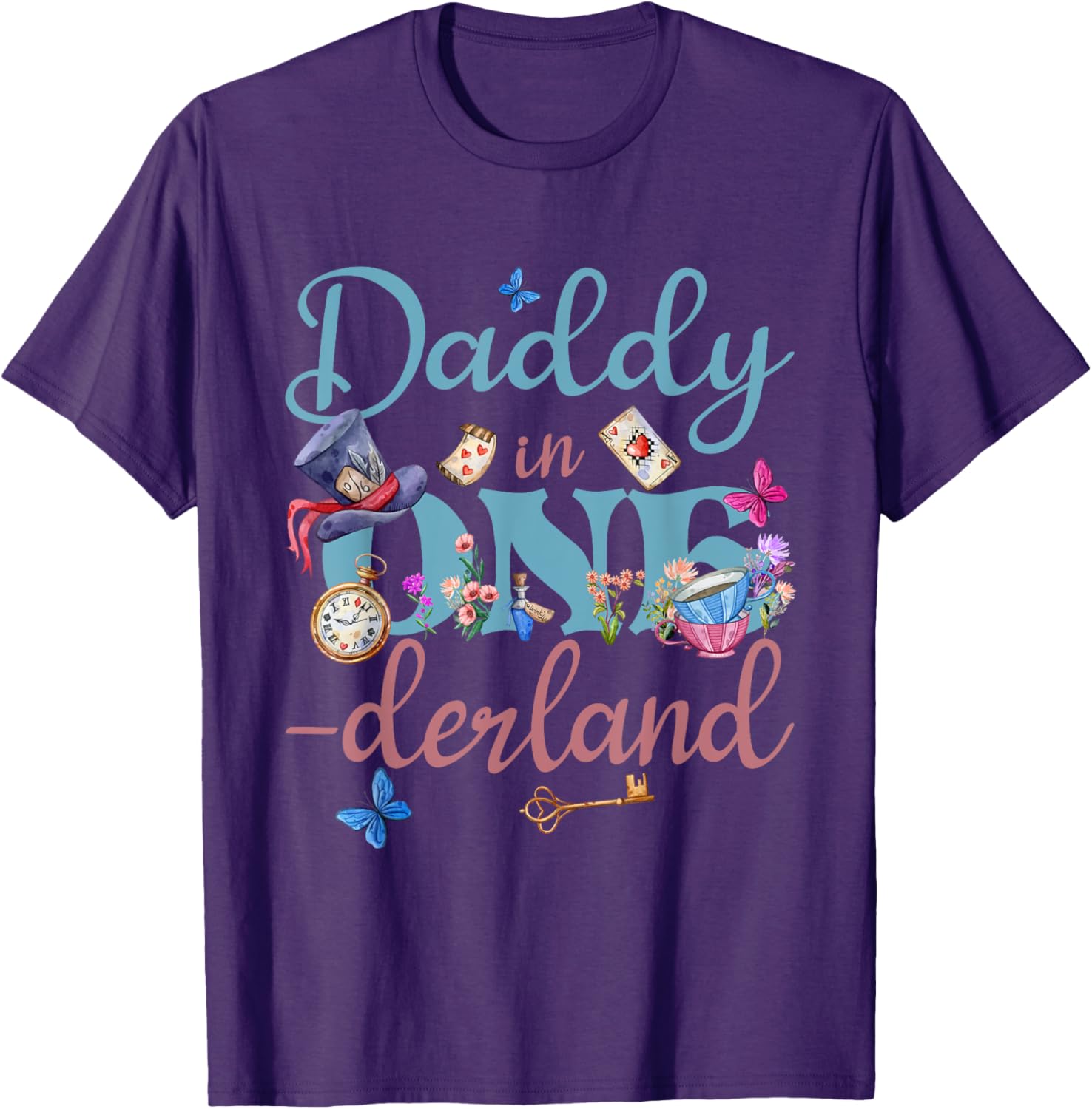 Alice in ONEderland Daddy of Birthday Girl T-Shirt for Celebrations - 3