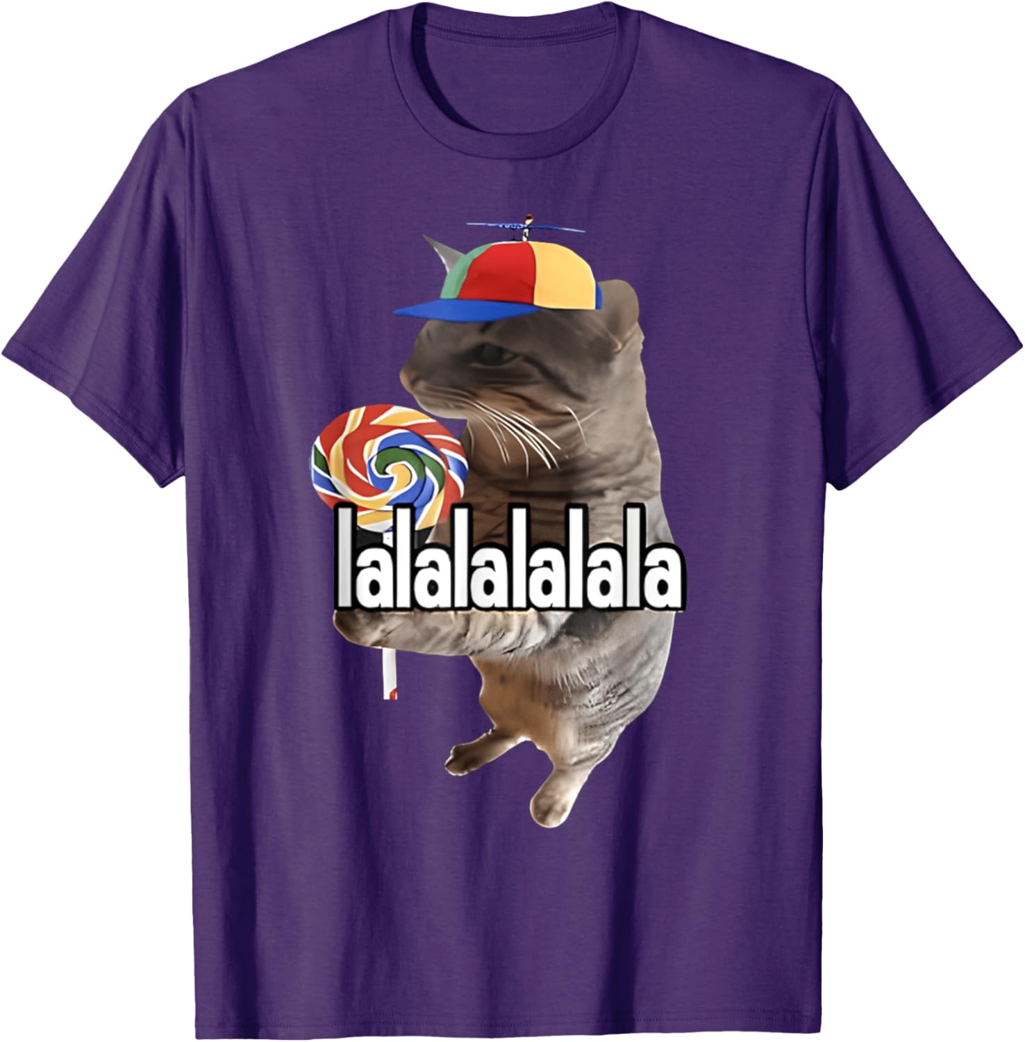 Silly Cat with Lollipop Funny Meme T-Shirt for Men, Women, Kids - 13