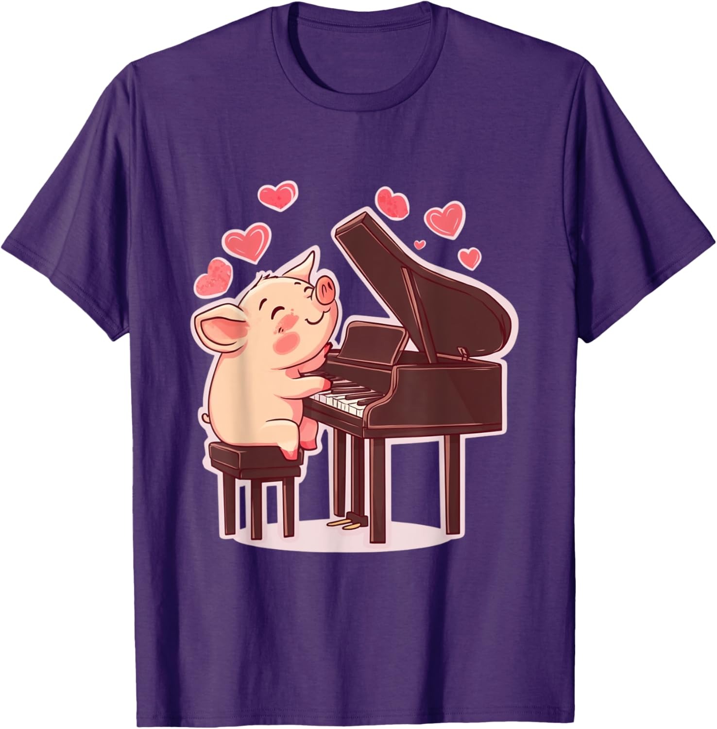 Funny Pig Playing Piano Valentine's Day T-Shirt for Animal Lovers - 17