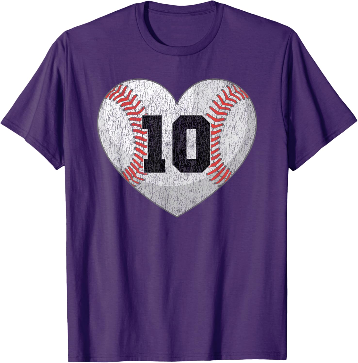 Baseball Mom T-Shirt with Distressed Heart and Number 10 Design - 3