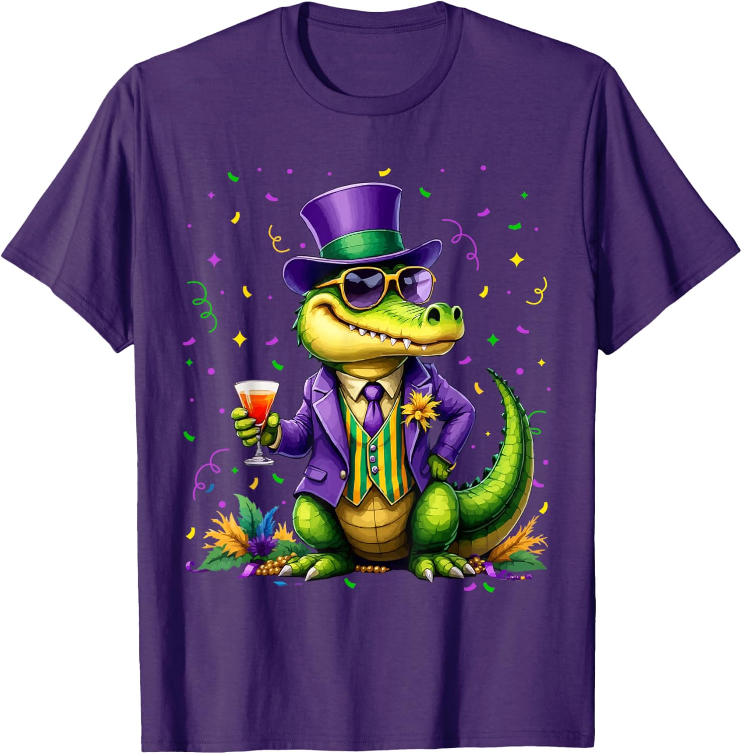 Mardigator Alligator Costume T-Shirt for Mardi Gras Fun Unisex Apparel - 14