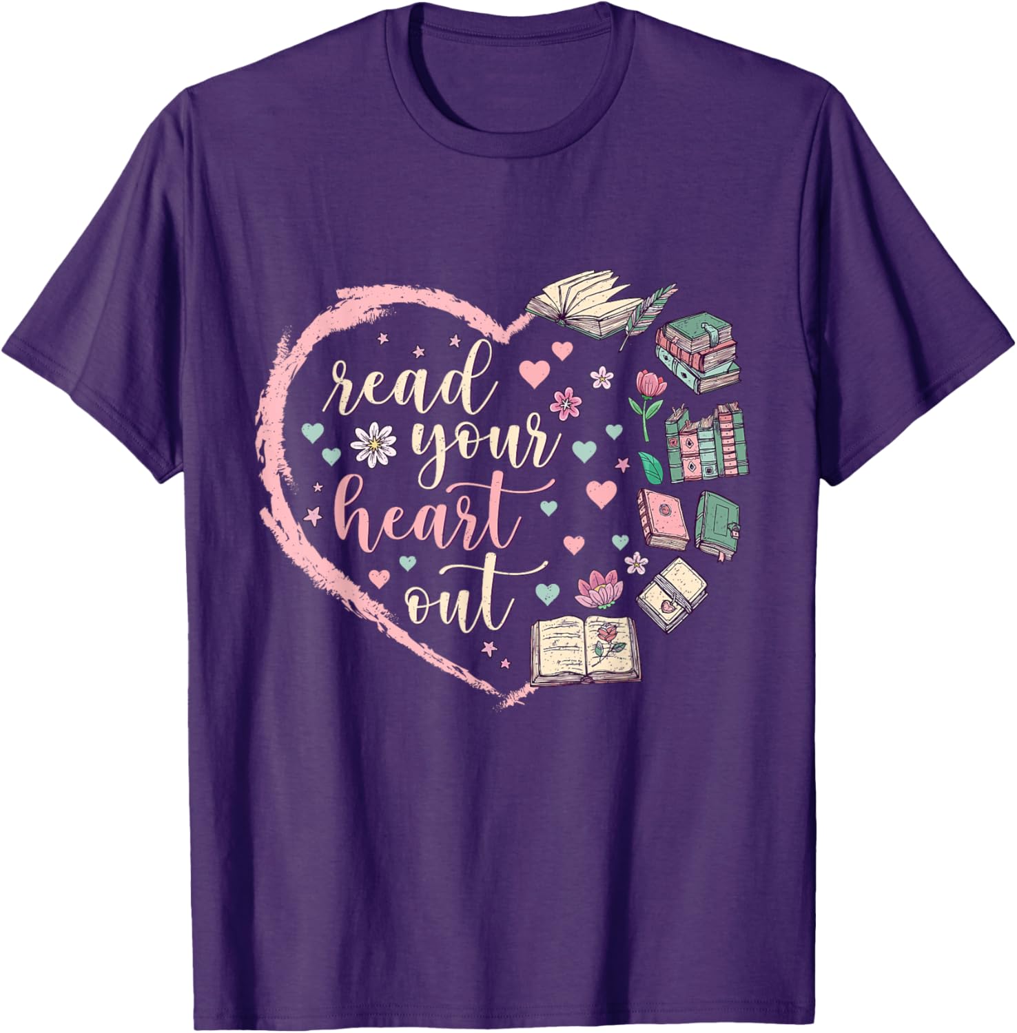 Valentine's Teacher T-Shirt for Book Lovers - Read Your Heart Out Design - 12