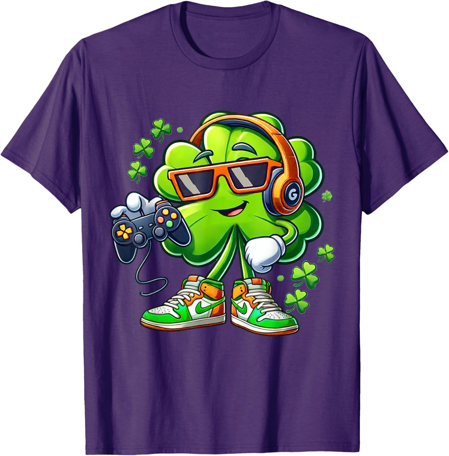 Funny St Patricks Day Gamer T-Shirt for Boys with Shamrock Design - 5