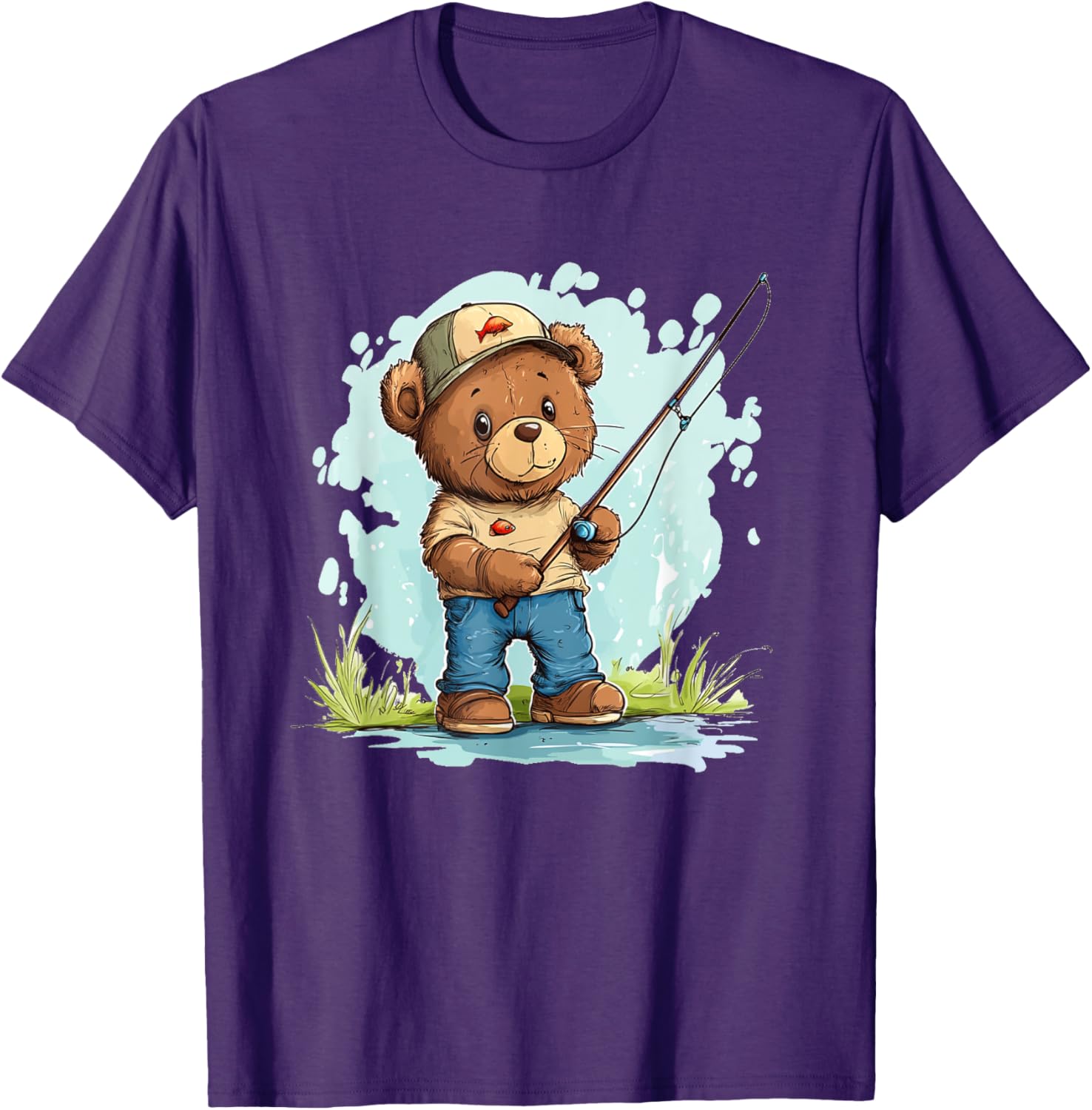 Fishing with Teddy Bear Graphic T-Shirt for Fun Seekers and Adventurers - 6