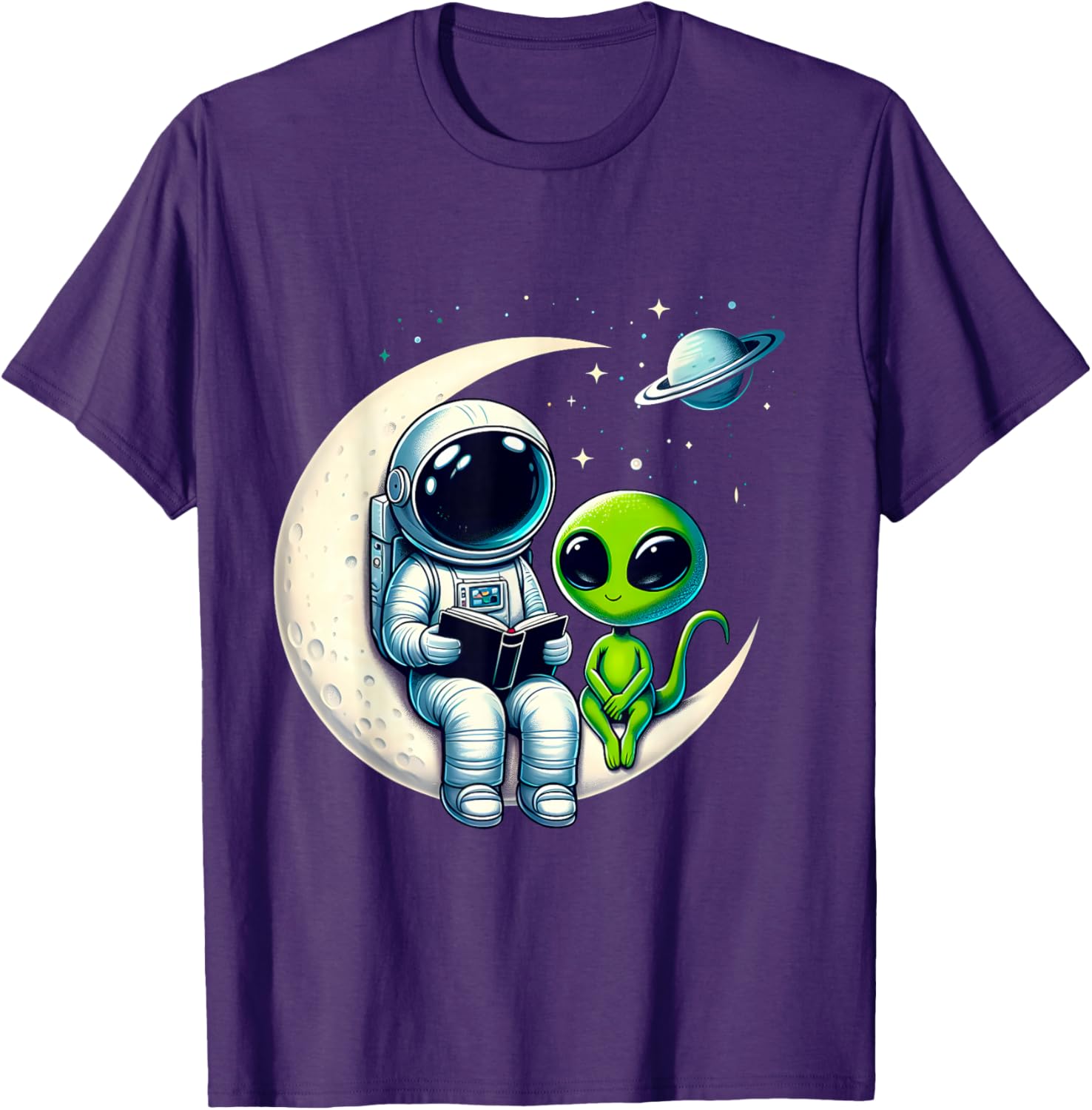 Astronaut Reading to Alien Kids T-Shirt for Space Lovers and Dreamers - 20
