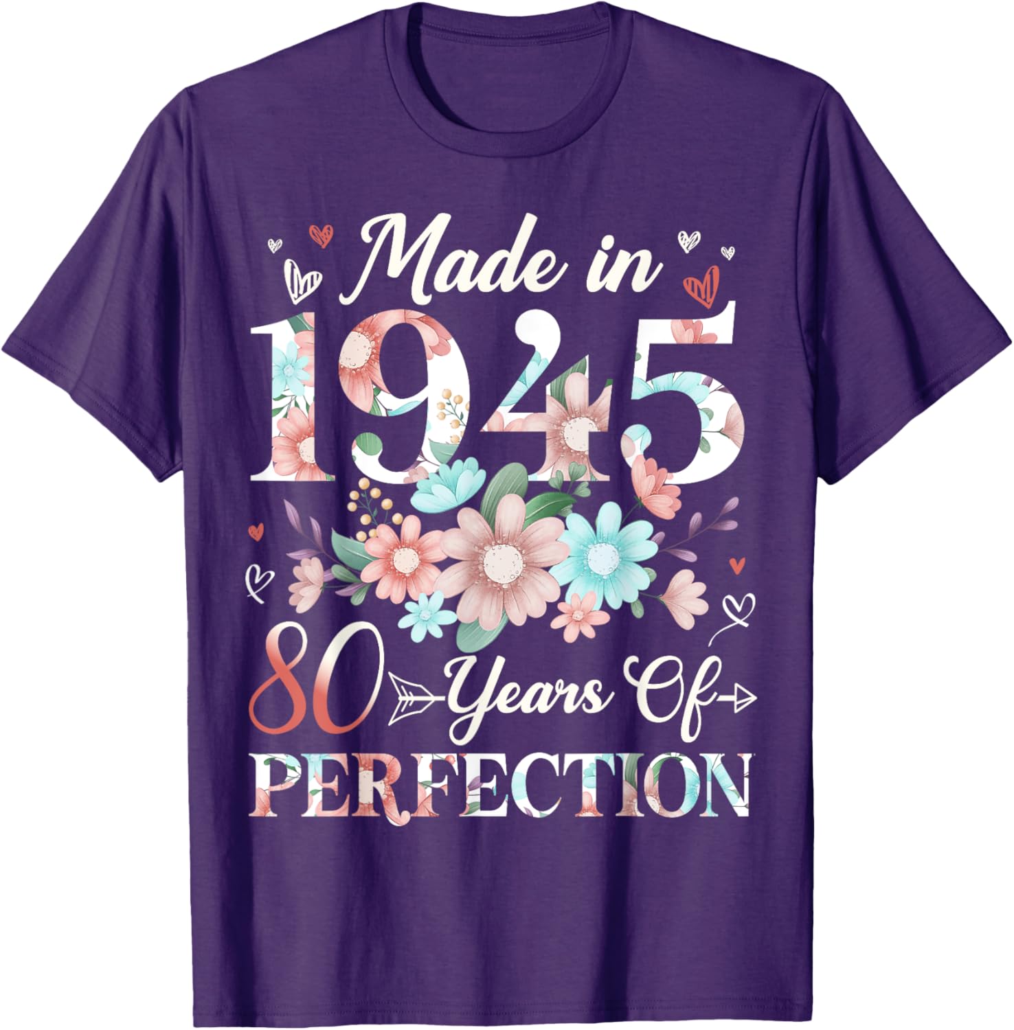 Floral 80th Birthday T-Shirt for Women - Celebrating 80 Years of Joy - 9