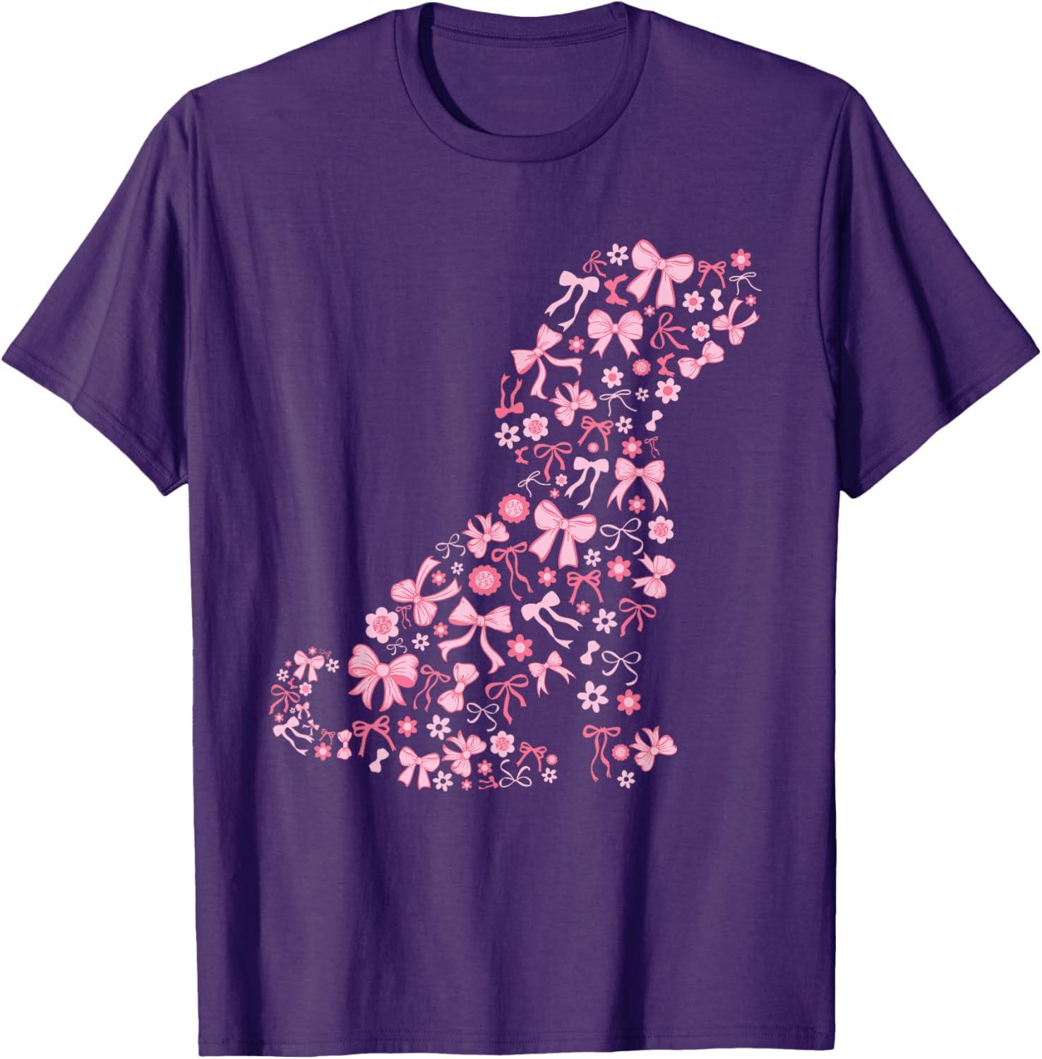 Cute Pink Dog Bow T-Shirt for Women - Stylish Puppy Love Apparel - 13