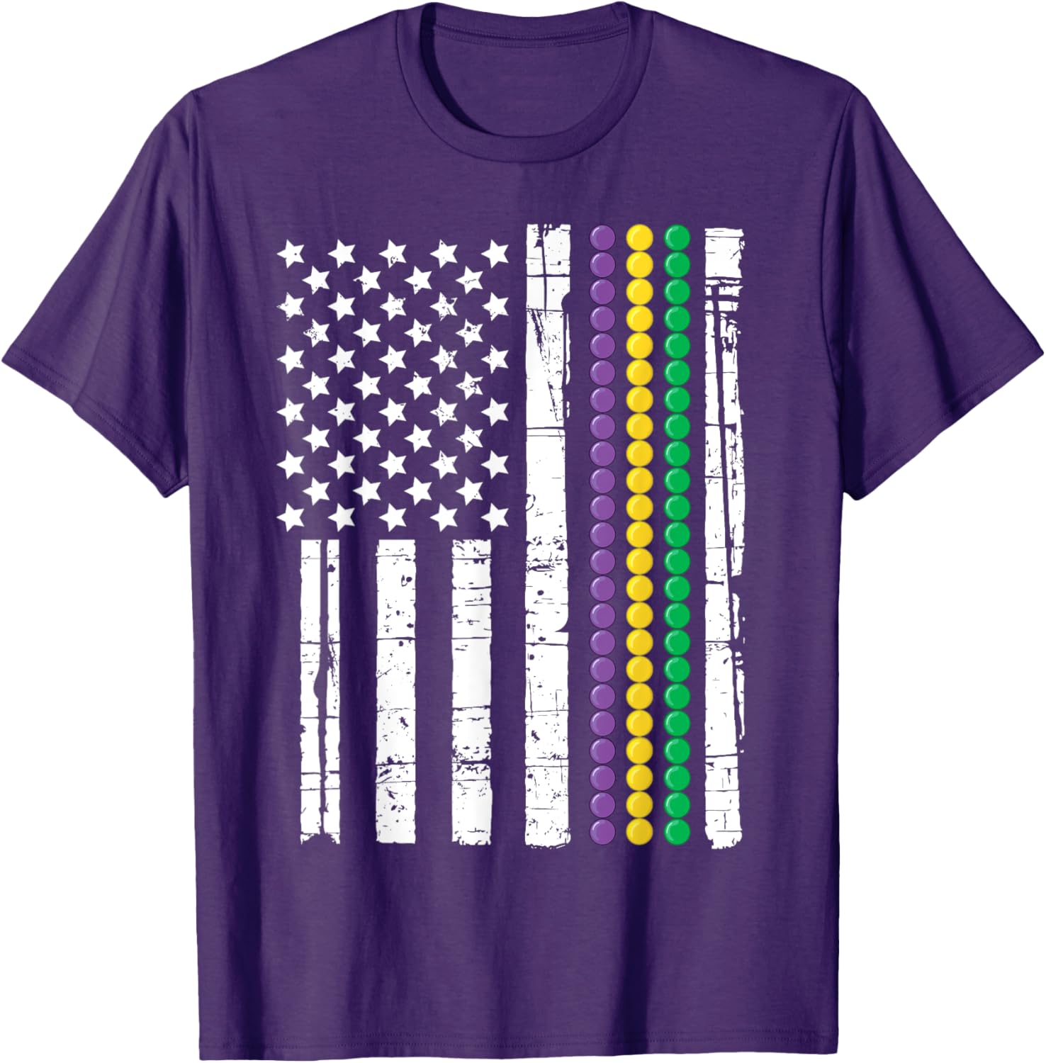 Mardi Gras USA Flag T-Shirt for Festive Celebrations and Events - 10