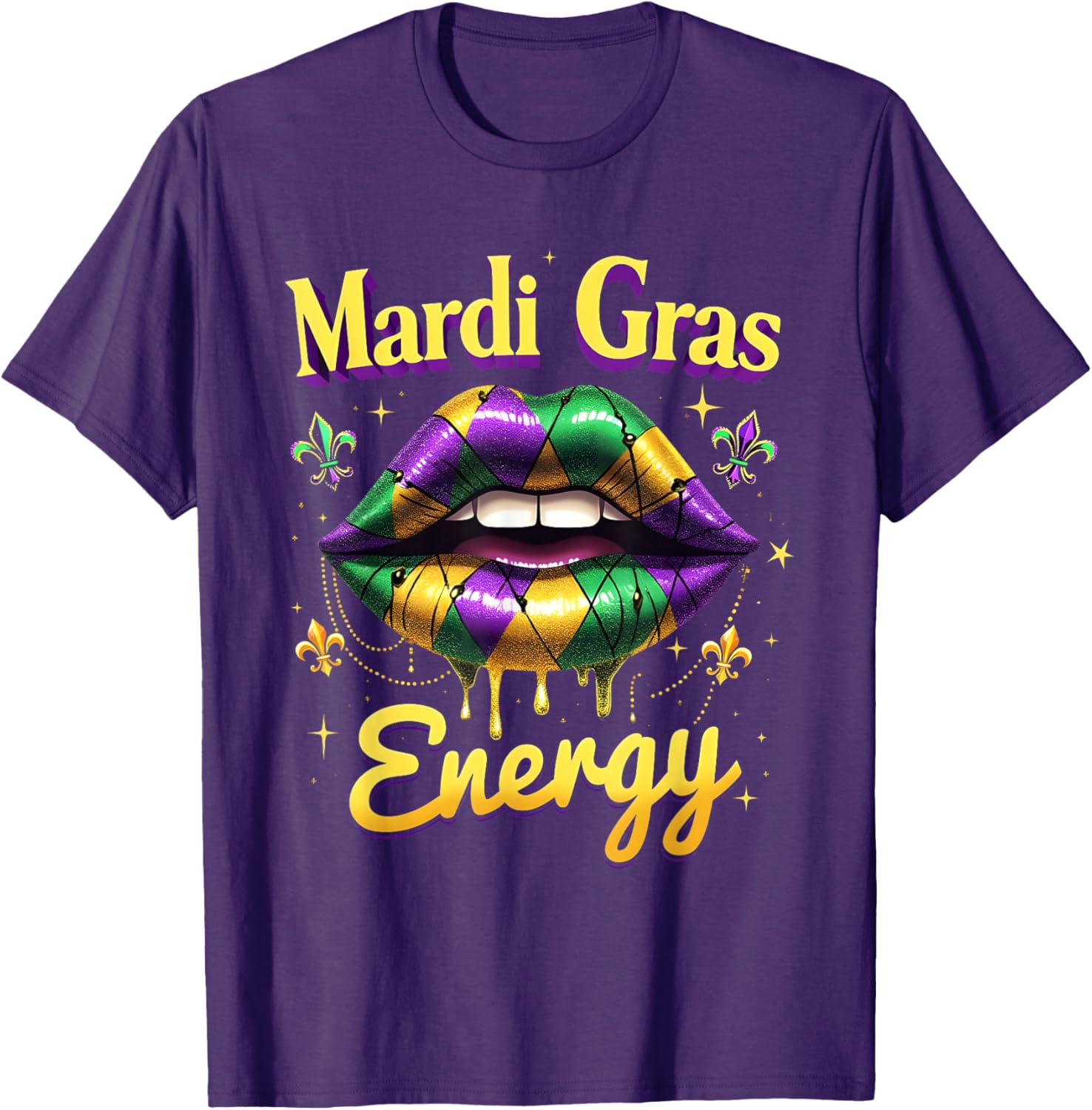 Mardi Gras Energy Carnival Lips T-Shirt New Orleans 2025 Costume Wear - 18