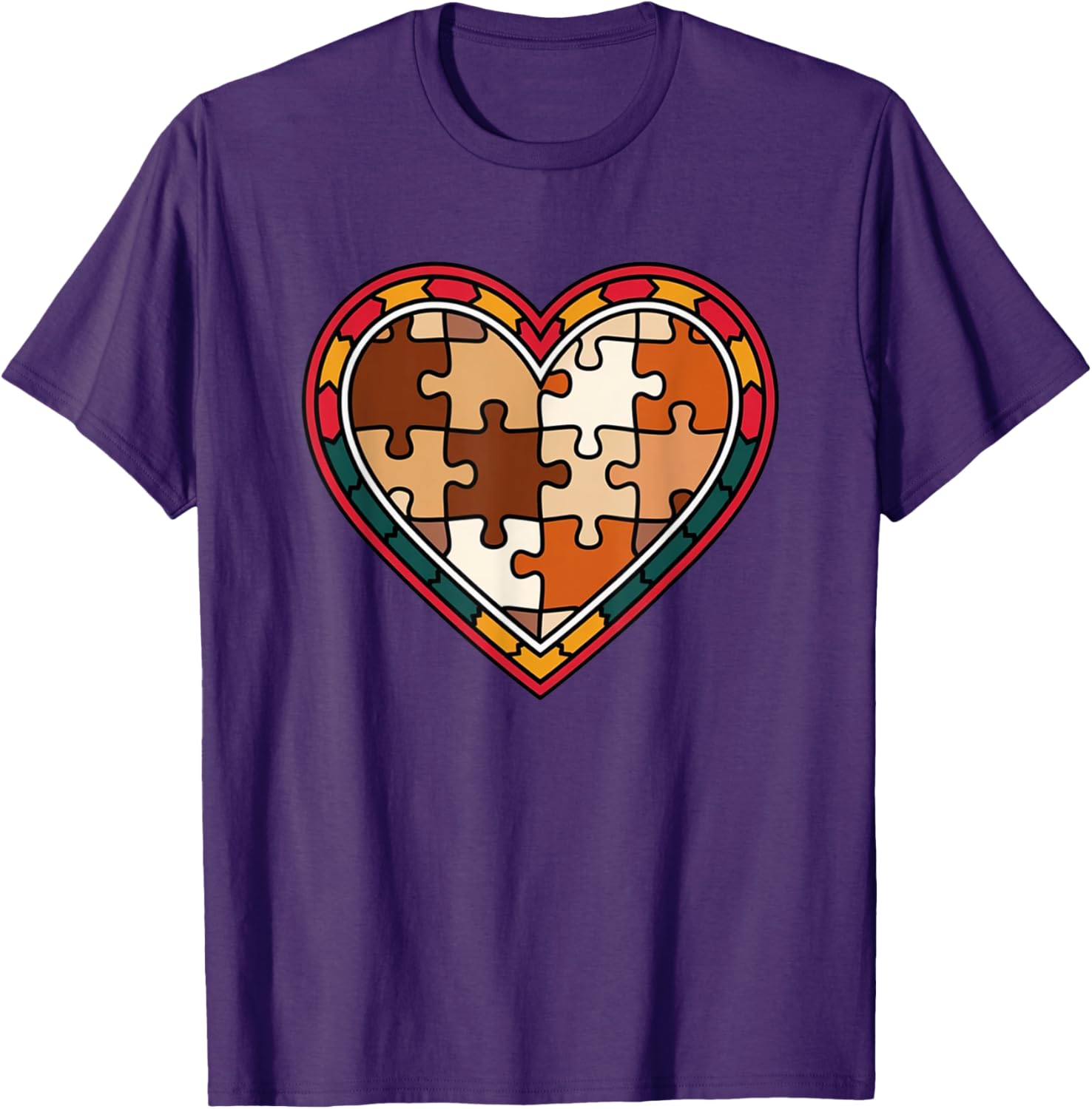 Melanin Heart Puzzle Black History Motivational Afro T-Shirt for All - 14