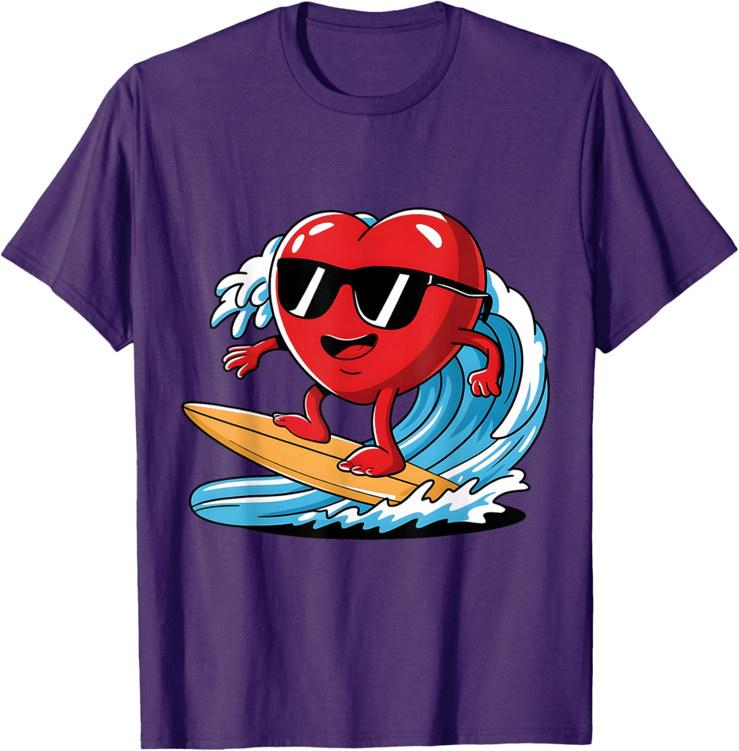 Surfing Heart Funny T-Shirt for Boys and Men - Perfect Valentine's Gift - 23