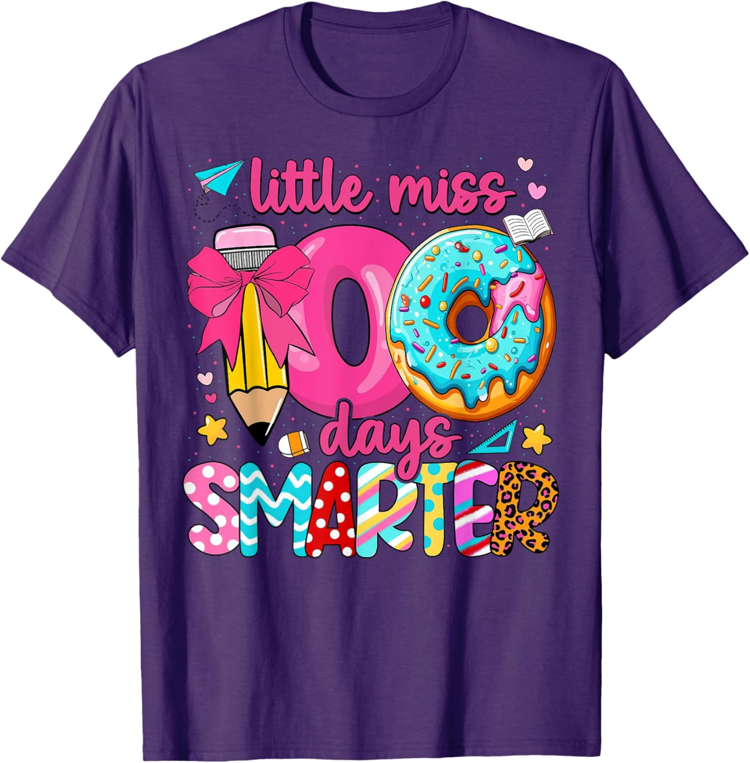 Little Miss 100 Days Smarter Girls T-Shirt for 100th Day of School - 15