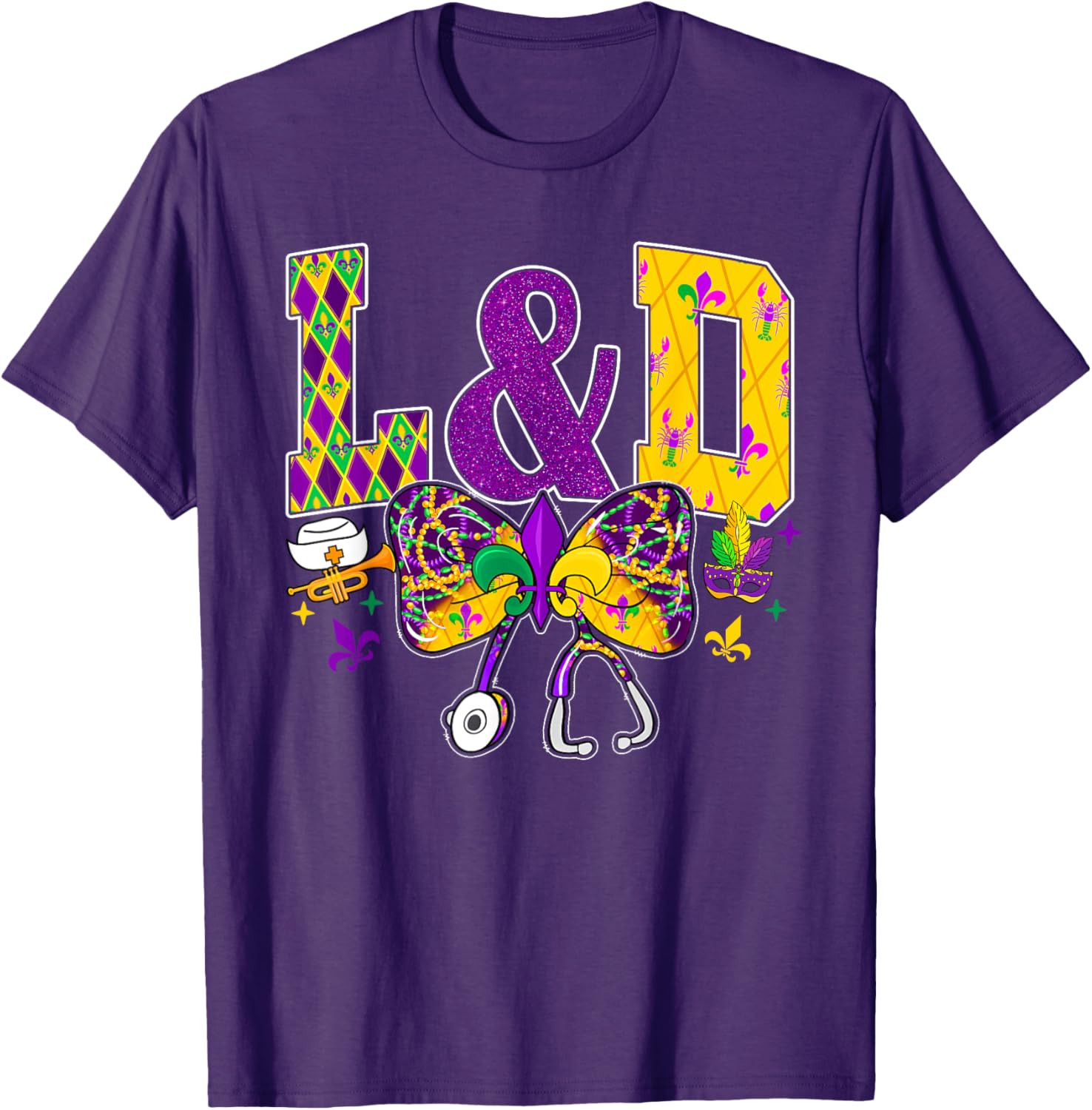 Funny Mardi Gras Coquette Bow T-Shirt for Men and Women Carnival Fun - 15