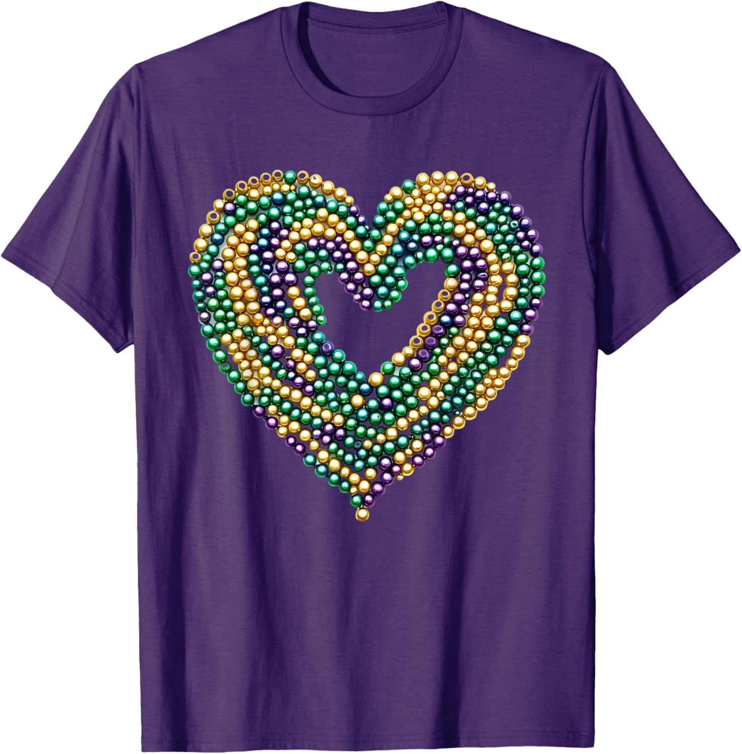 Funny NOLA Strong Mardi Gras T-Shirt with Heart and Beads Design - 3