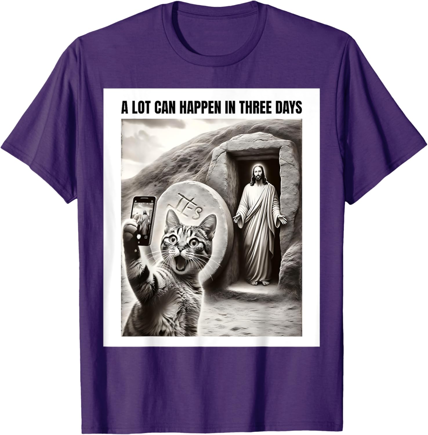 Easter Meme Cat Selfie T-Shirt for Men, Women, Kids – Fun Christian Apparel - 2