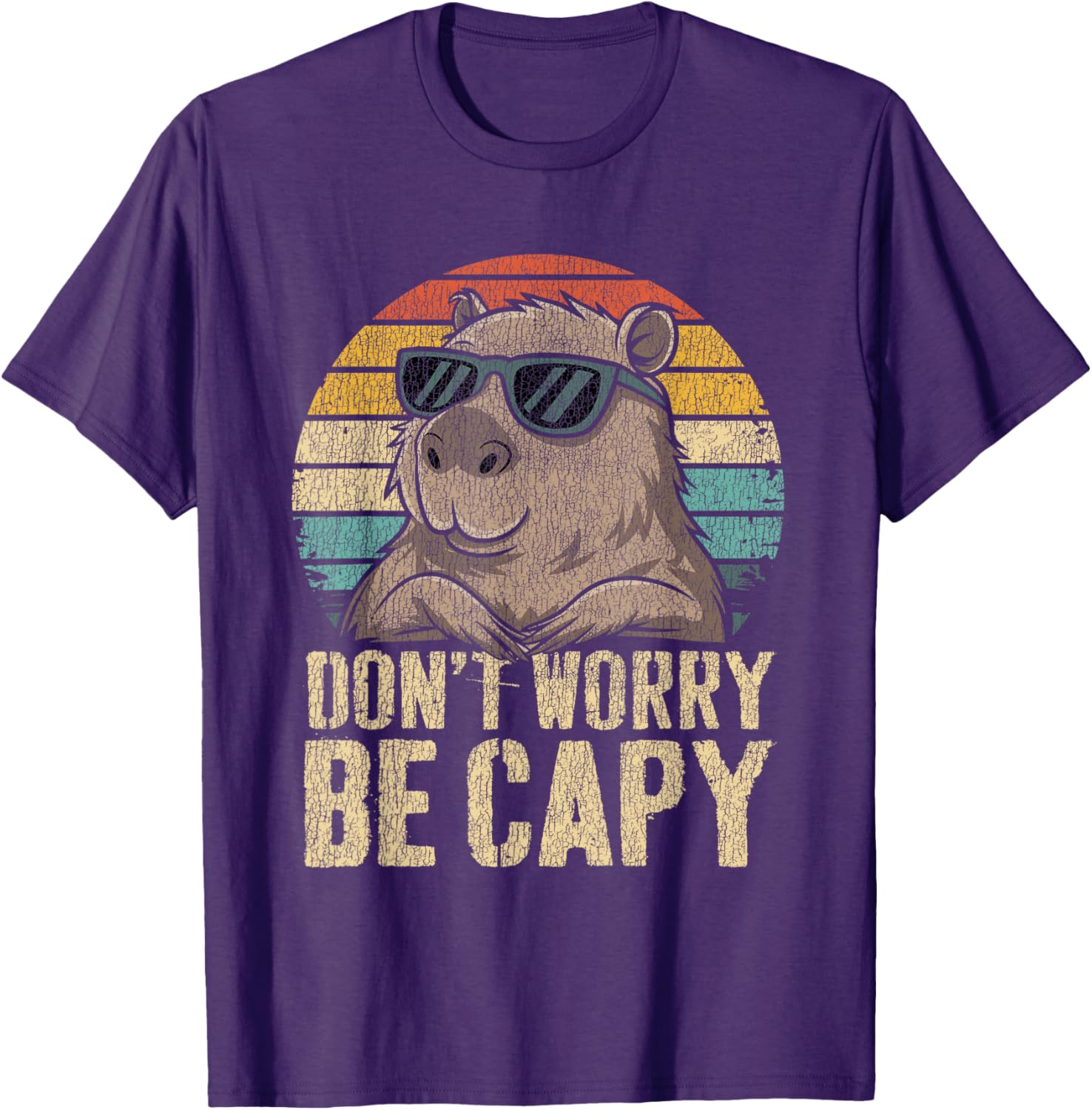 Dont Worry Be Capy Capybara Funny Retro T-Shirt for All Ages - 3