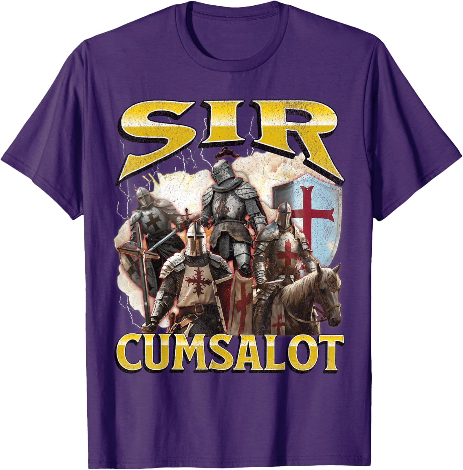 Sir Cumsalot Funny Offensive Knight Meme Graphic T-Shirt for Adults - 11