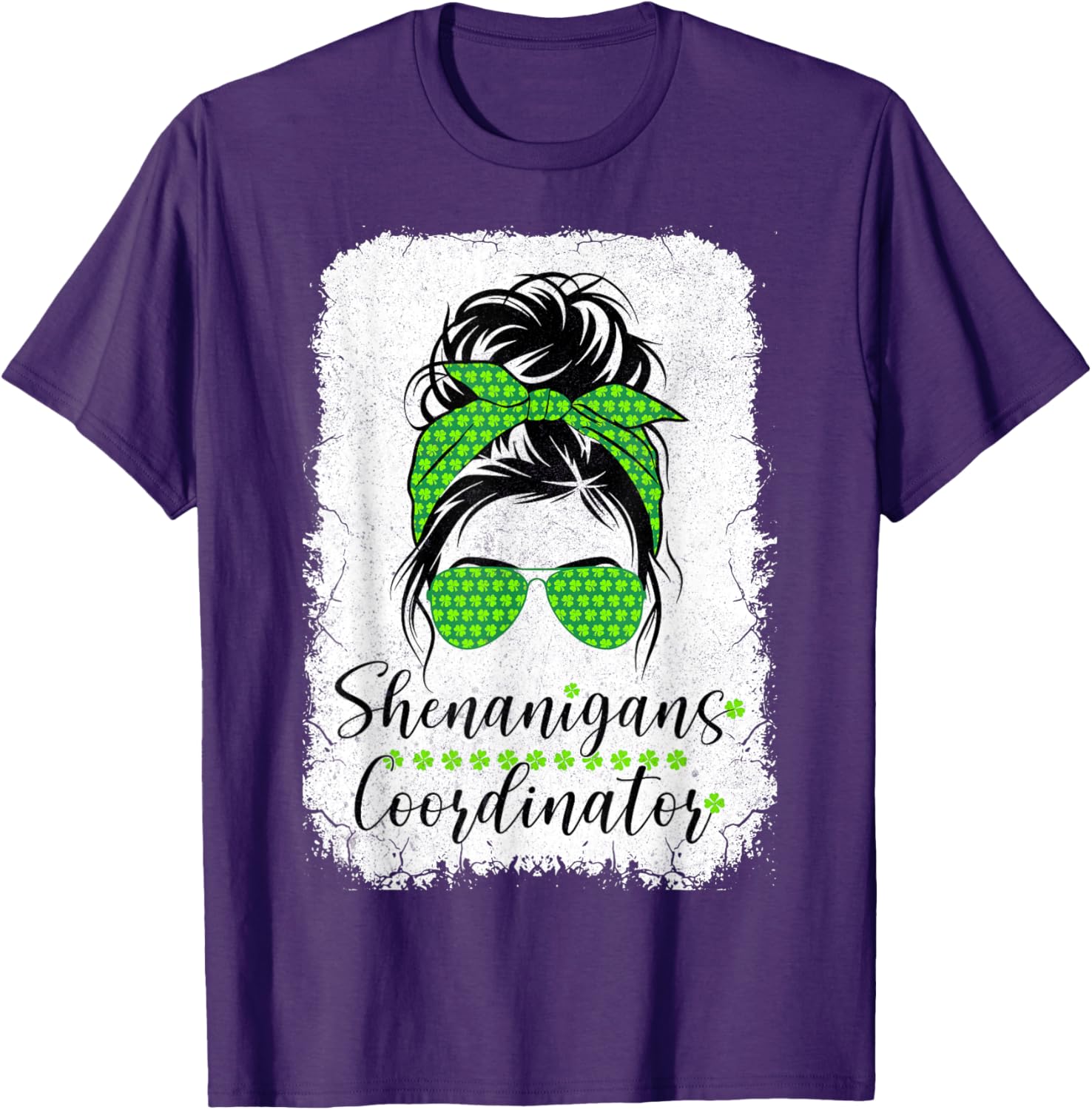 Shenanigans Coordinator Messy Bun St Patricks Day T-Shirt for Women - 2