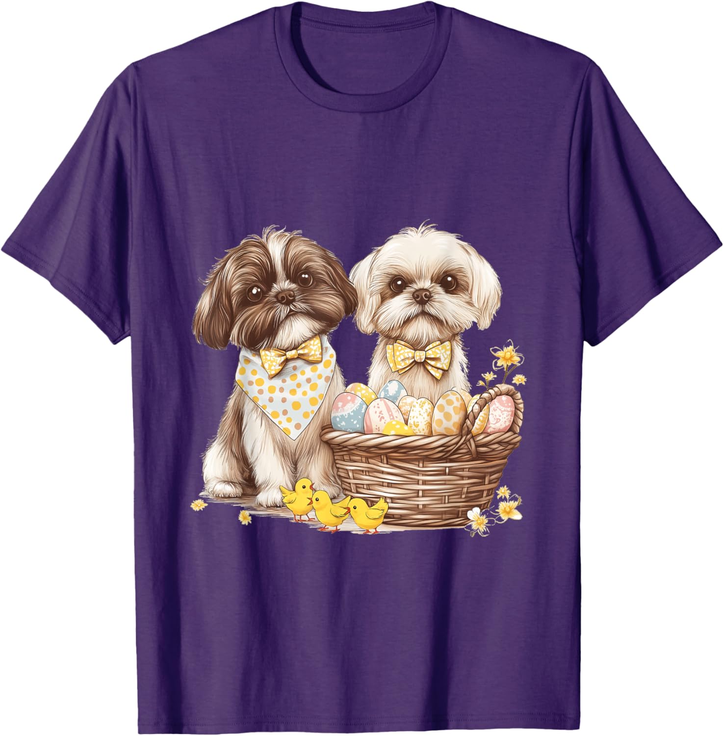 Happy Easter Shih Tzu Dog T-Shirt with Eggs and Chicks for Fun Celebrations - 14