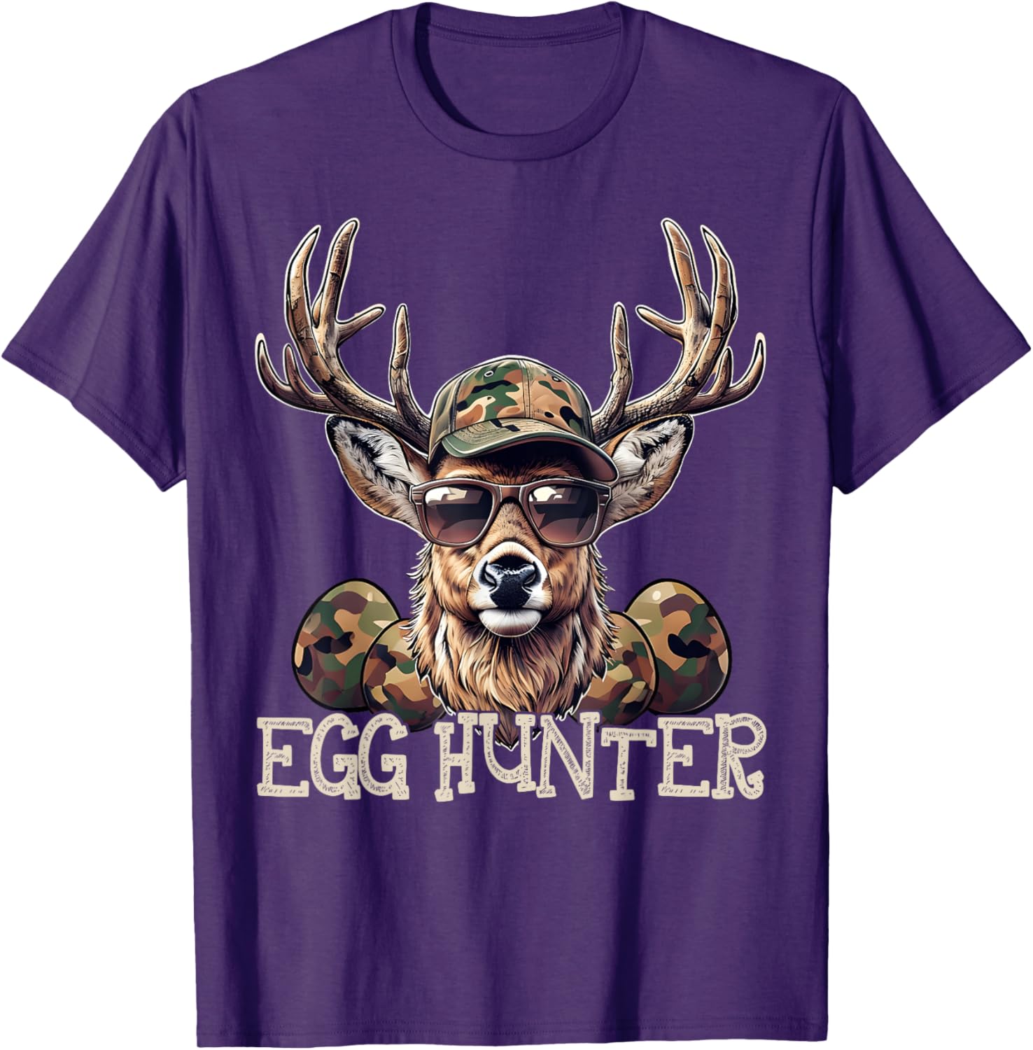 Egg Hunter Deer Camo Cap Boys T-Shirt Perfect for Easter and Hunting - 19