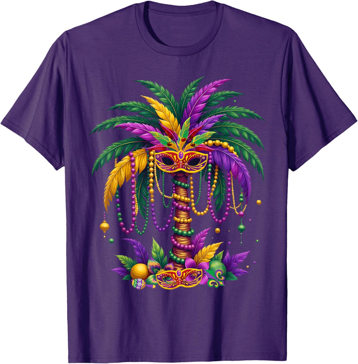 Funny Palm Tree and Beads T-Shirt for Mardi Gras Tropical Parties - 17