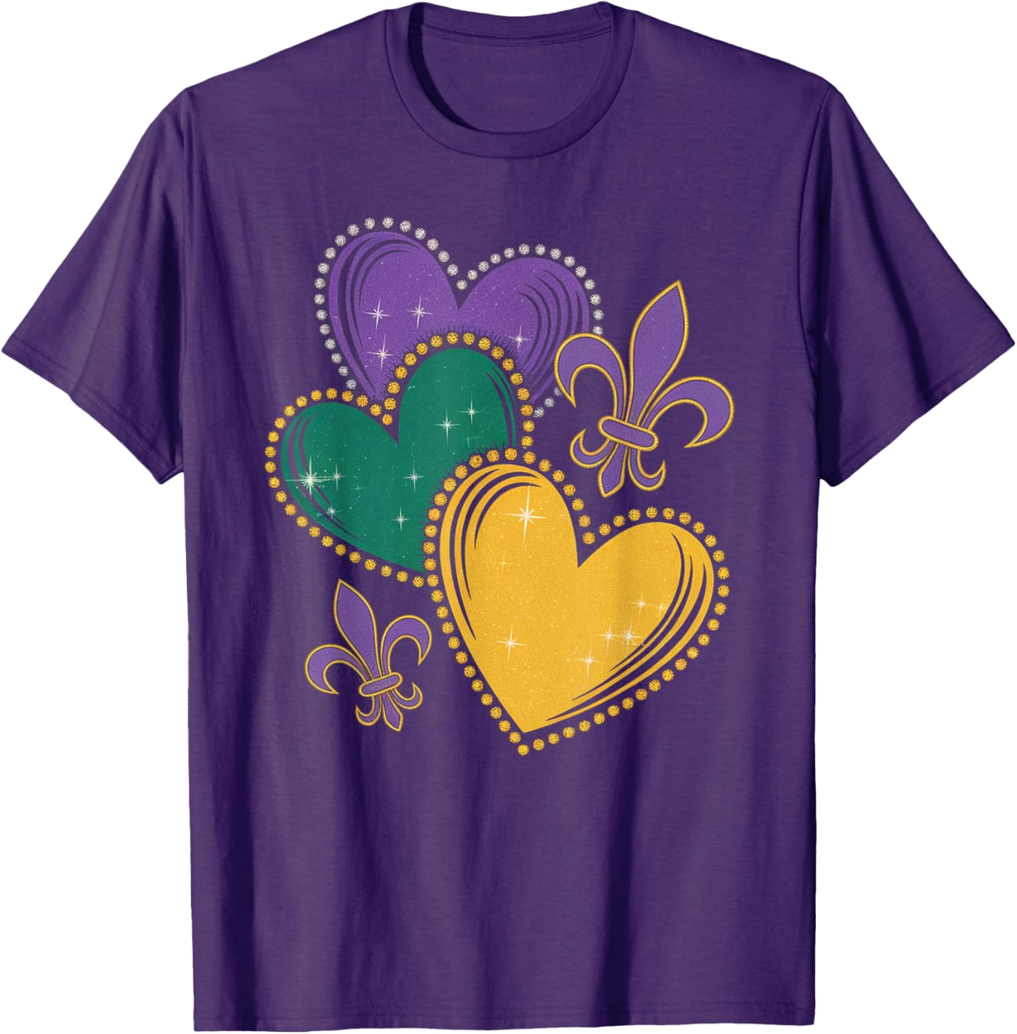 Mardi Gras Hearts T-Shirt for Women Girls and Kids - Fun Festive Apparel - 7
