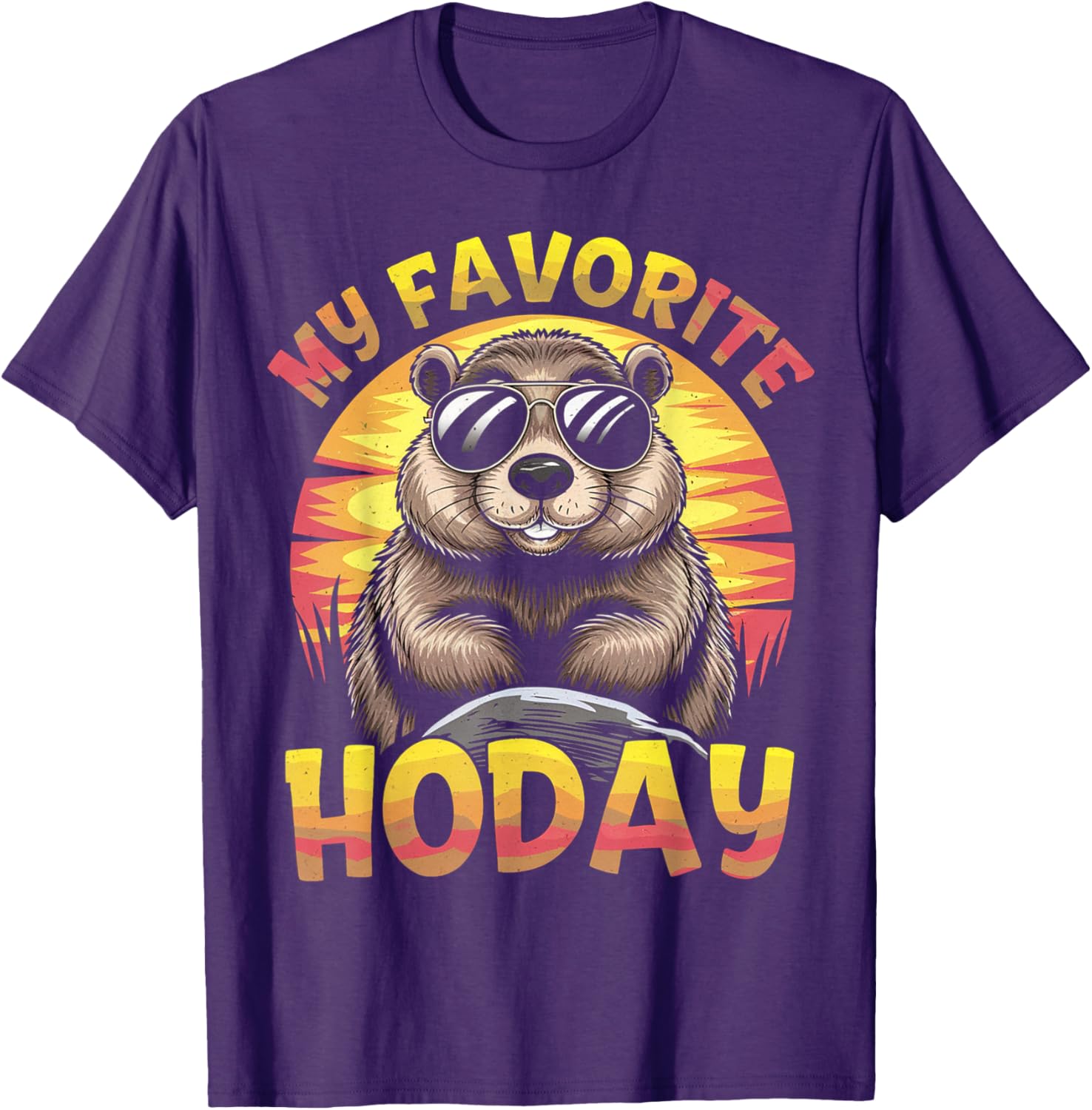 My Favorite Holiday Groundhog Day T-Shirt Featuring Woodchuck Design - 5