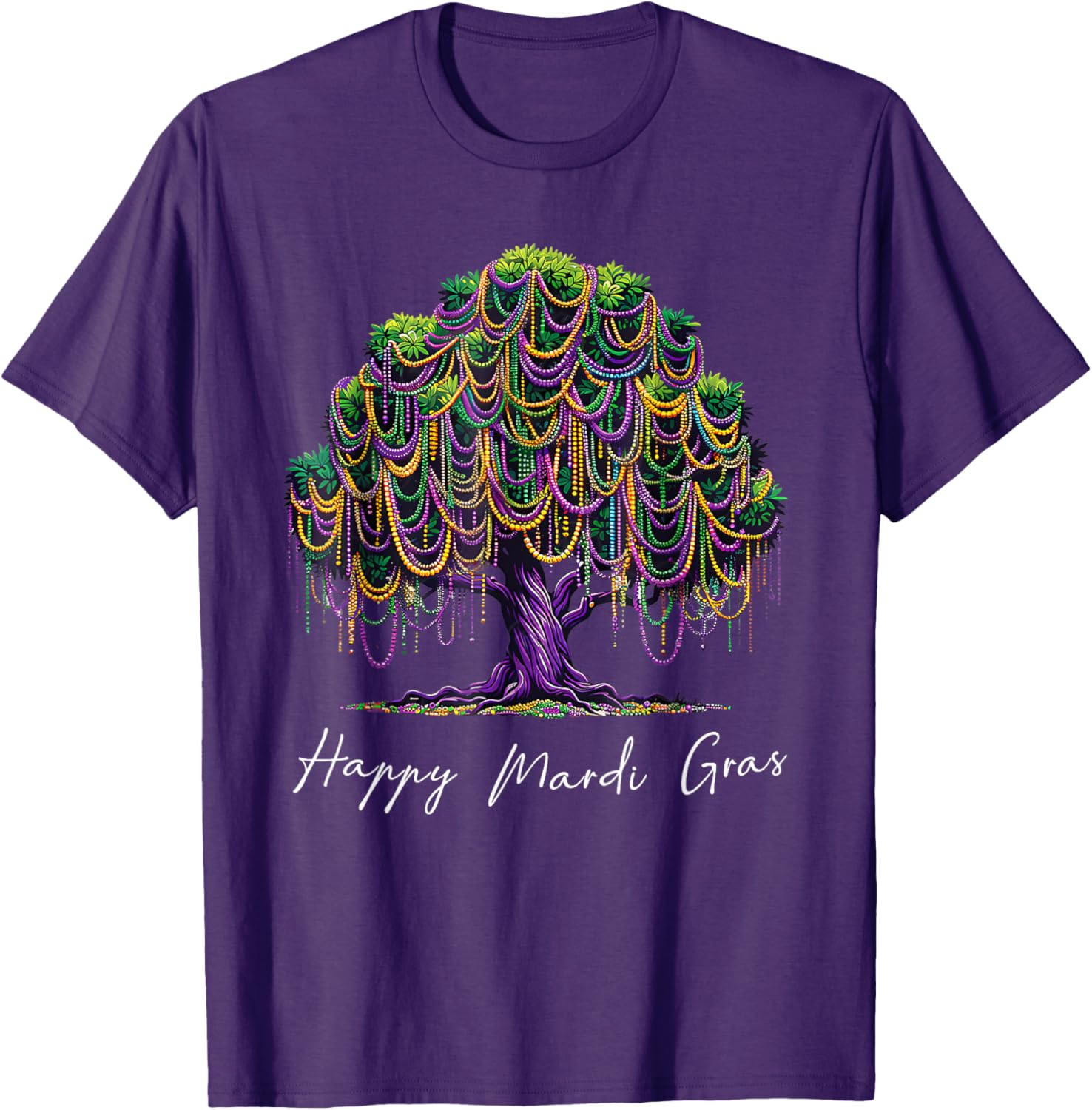 Mardi Gras Tree Beads T-Shirt for Men, Women, and Kids – Fat Tuesday Fun - 15