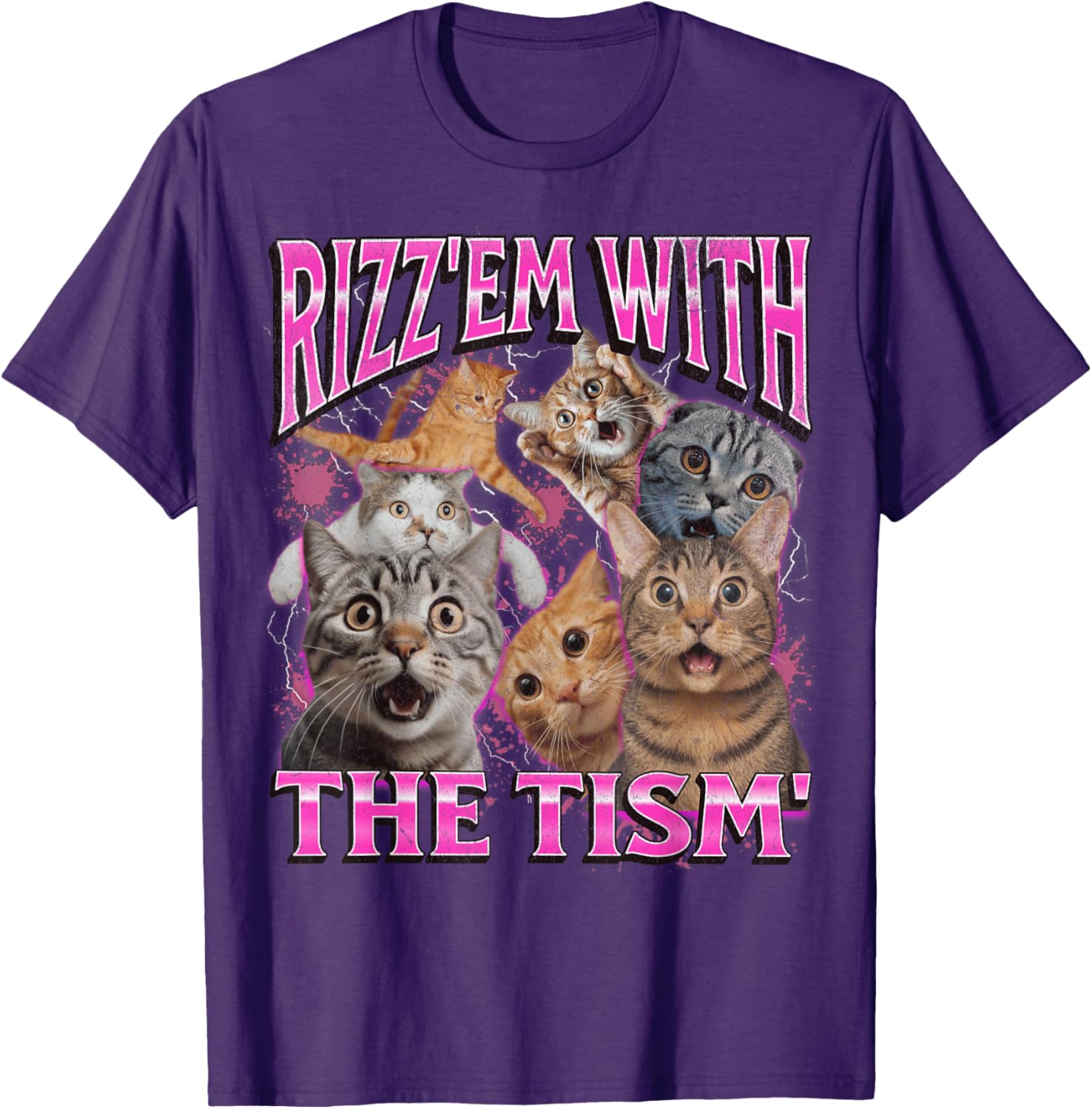 Funny Rizz Em With The Tism Cat Meme Vintage 90s T-Shirt for Men and Women - 24