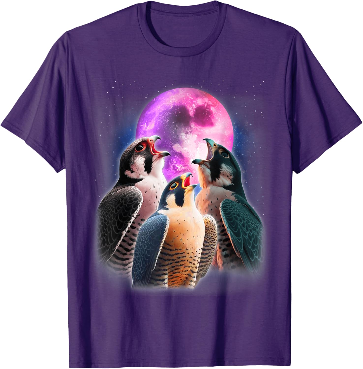 Funny Peregrine Falcon T-Shirt Howling at the Moon for Bird Lovers - 19