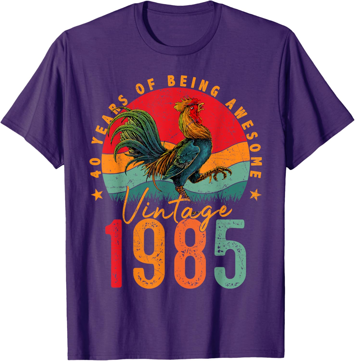 Vintage 1985 Chicken 40th Birthday Mens T-Shirt for 40 Year Old Gifts - 8