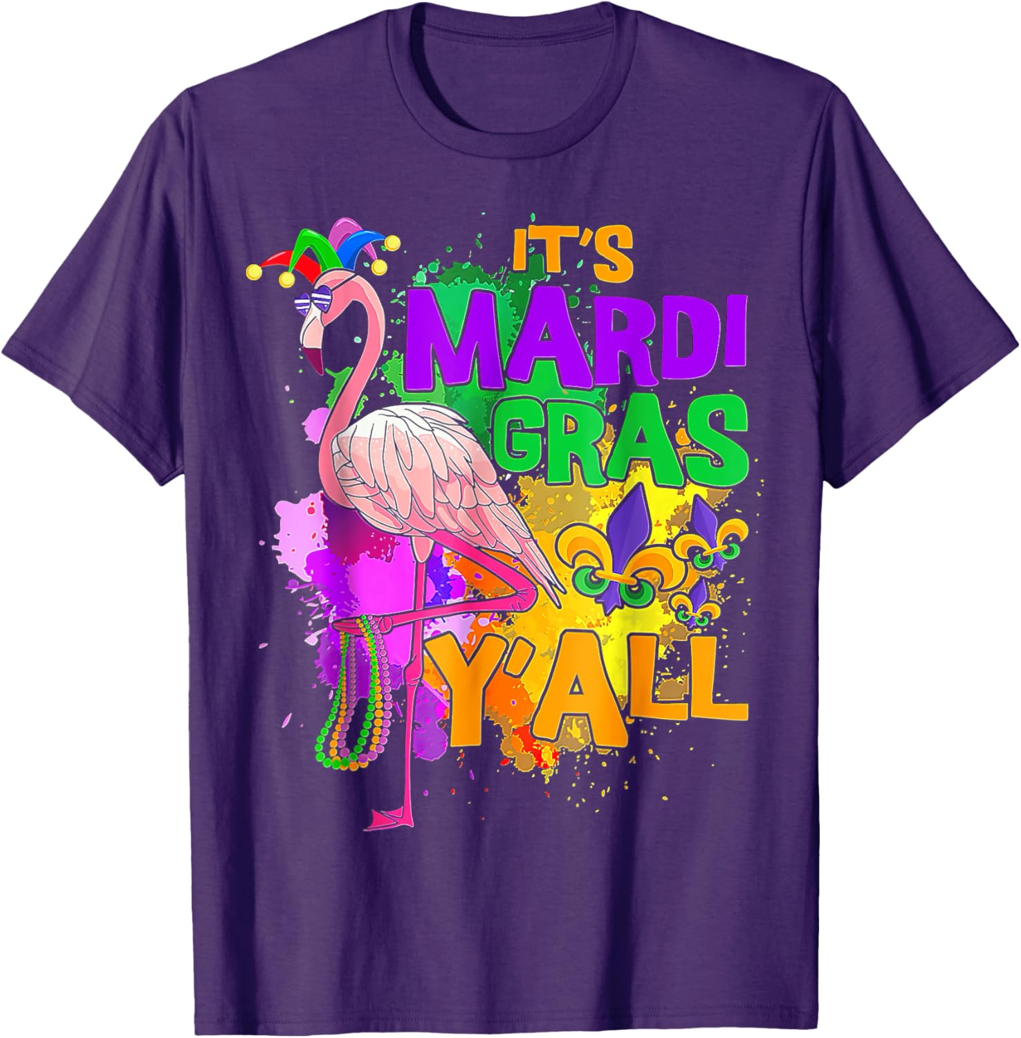 Flamingo Mardi Gras Carnival Party T-Shirt for Fun Festive Celebrations - 23