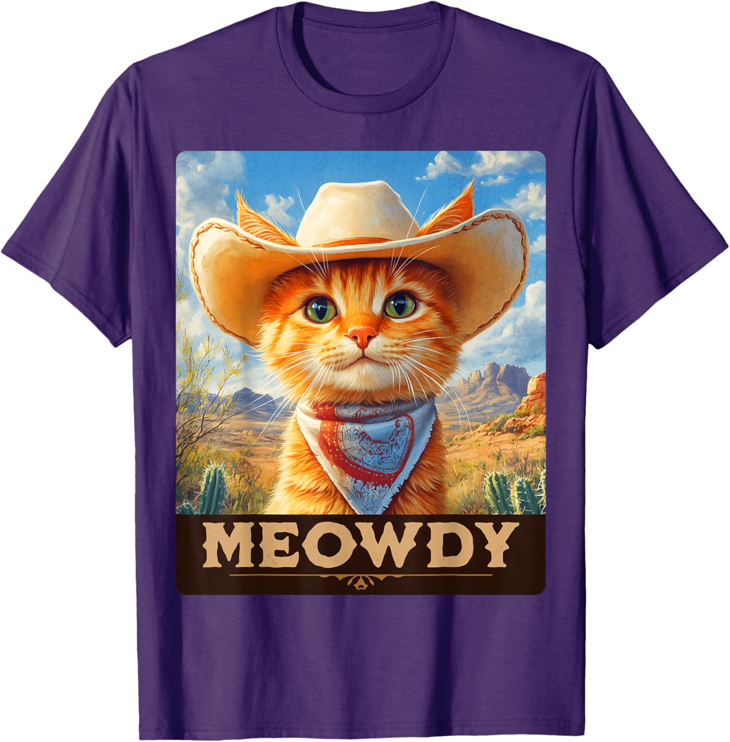 Meowdy Cowboy Cat T-Shirt for Wild West Lovers - Fun Pet Apparel - 3