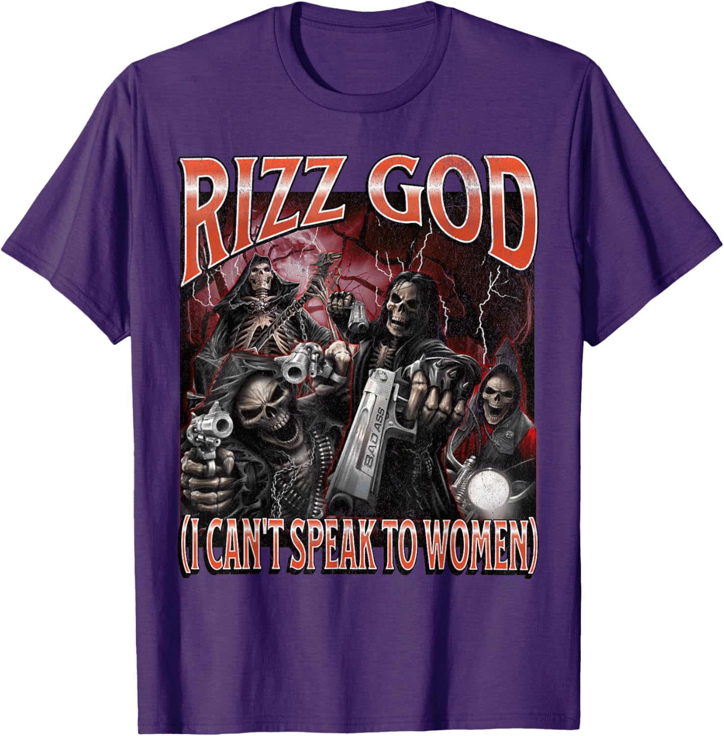Funny Rizz God Skeleton Meme Tee for Men Who Can't Talk to Women - 4