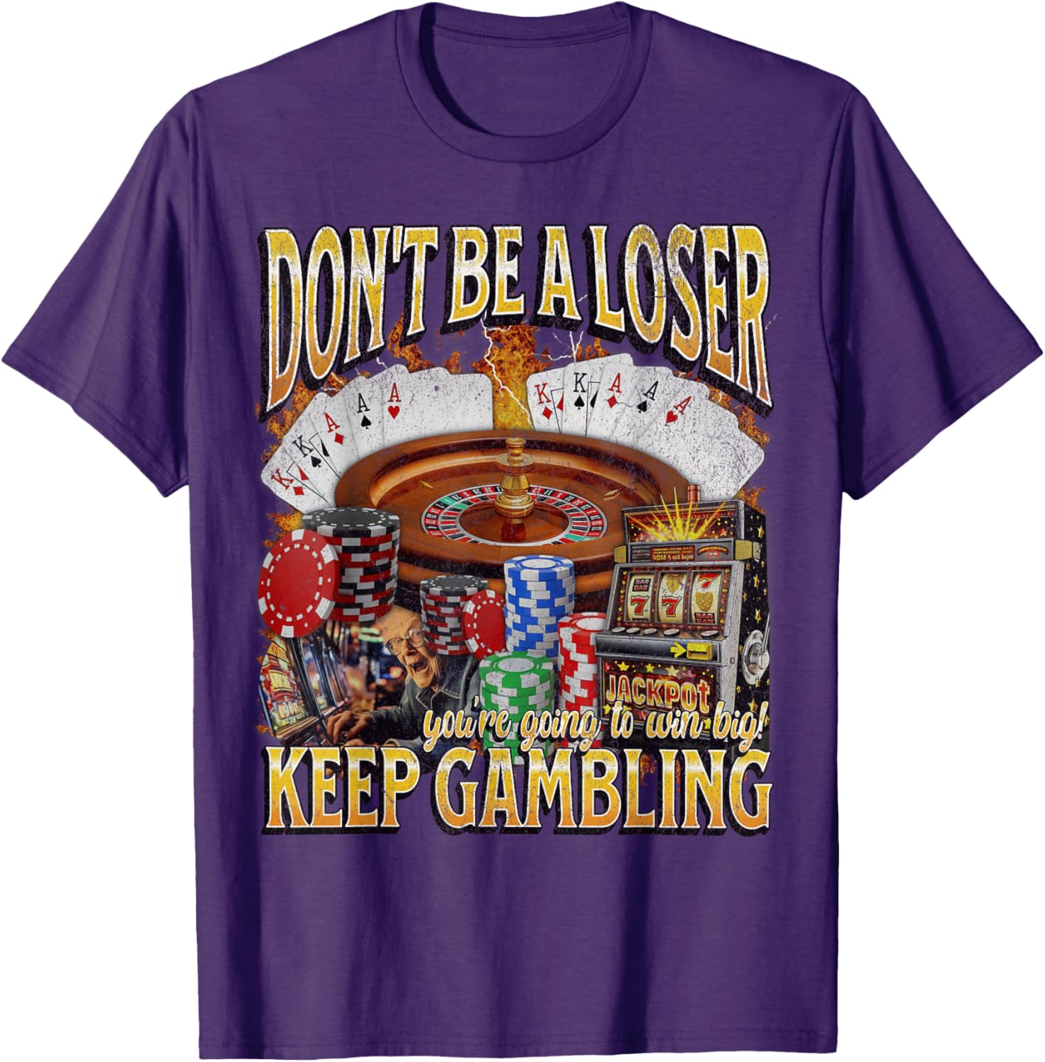 Funny Unhinged Gambling Bootleg Graphic T-Shirt for Fun Lovers - 17