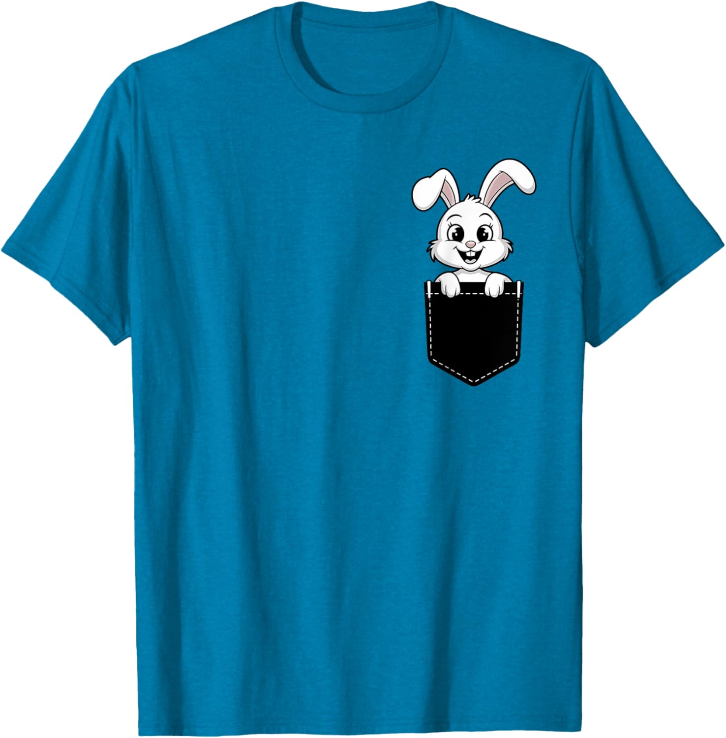 Cute Funny Rabbit in Pocket T-Shirt for Men and Women - Animal Lovers Design - 21