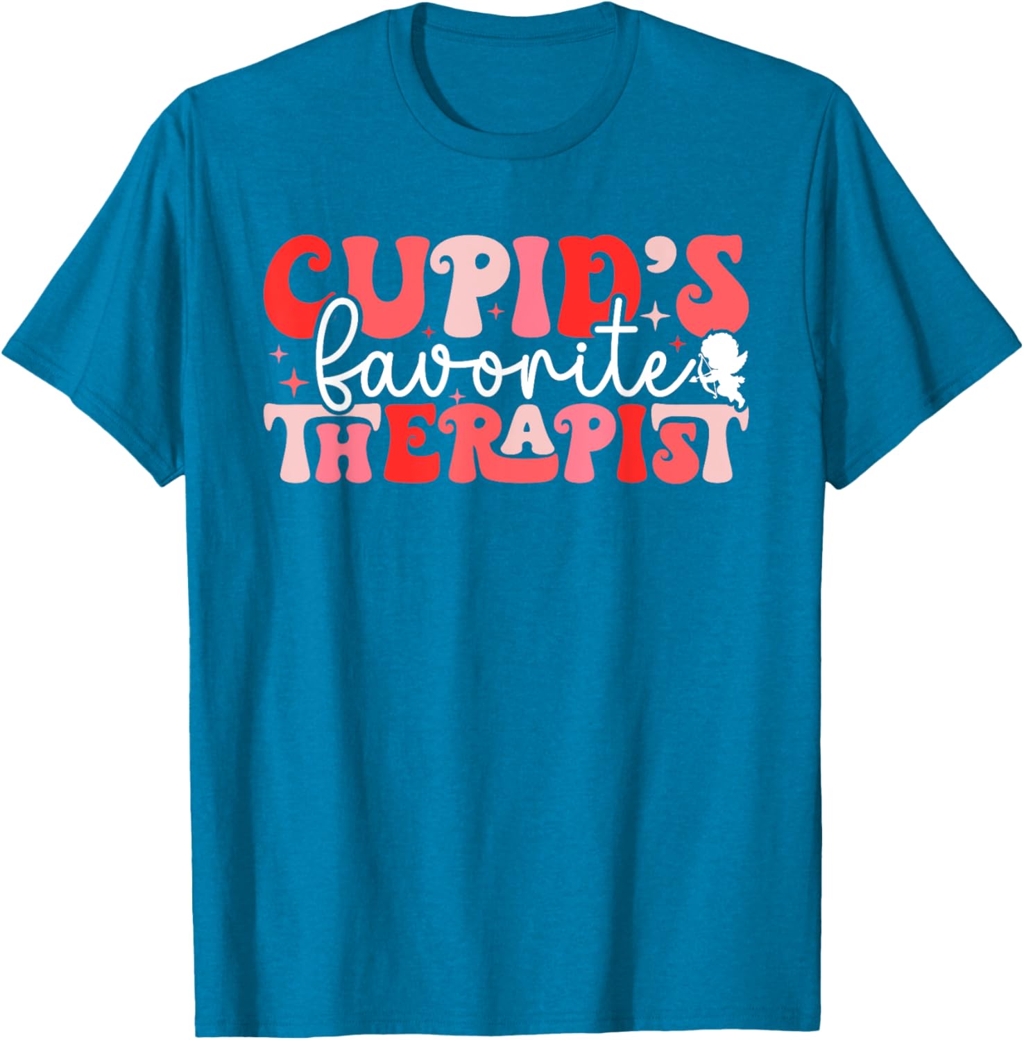 Cupid's Favorite Therapist Groovy Valentine's Day T-Shirt for Women - 2