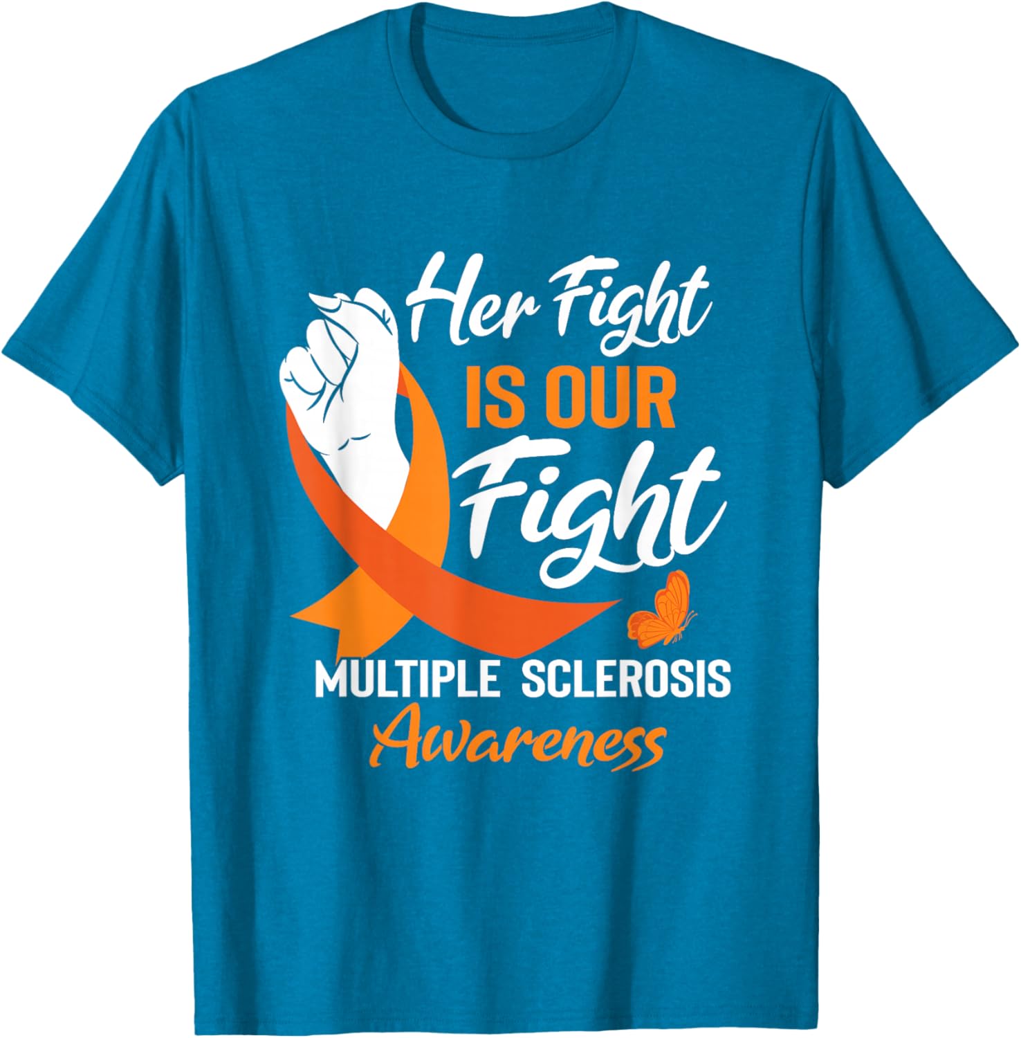MS Multiple Sclerosis Awareness Orange Ribbon T-Shirt for Supporters - 13